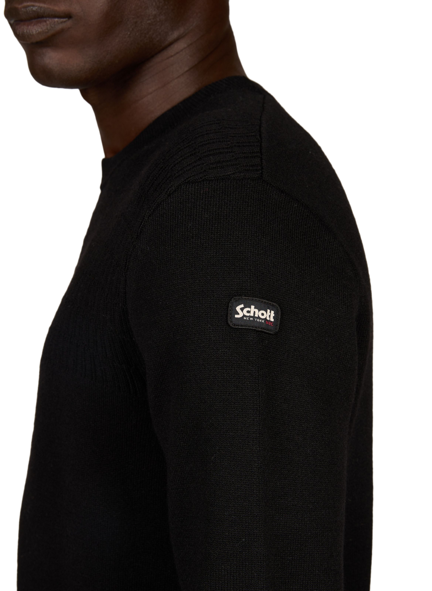 Straight round neck sweater SCHOTT Black