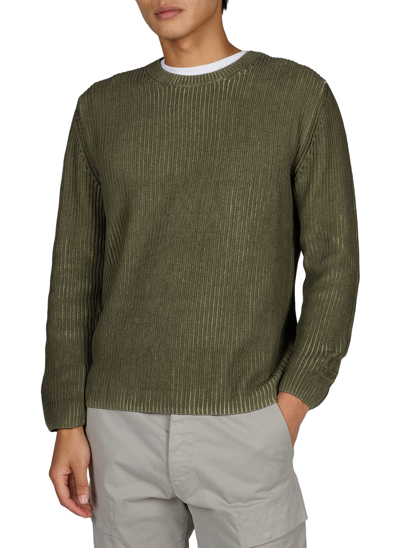 Rechte ronde hals trui van katoen CP COMPANY Kaki
