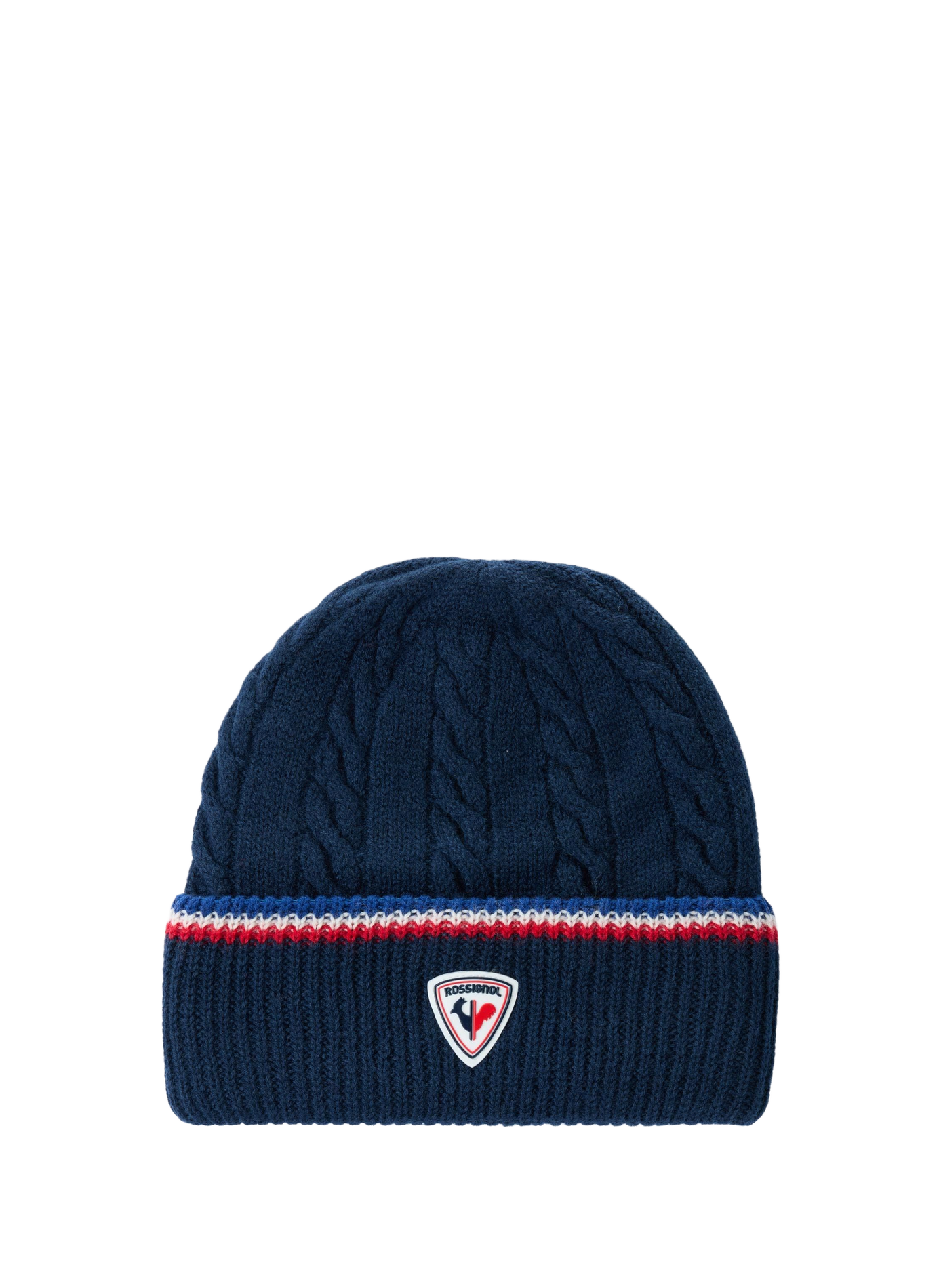 Beanie mit Umschlag im Zopfmuster ROSSIGNOL Blau