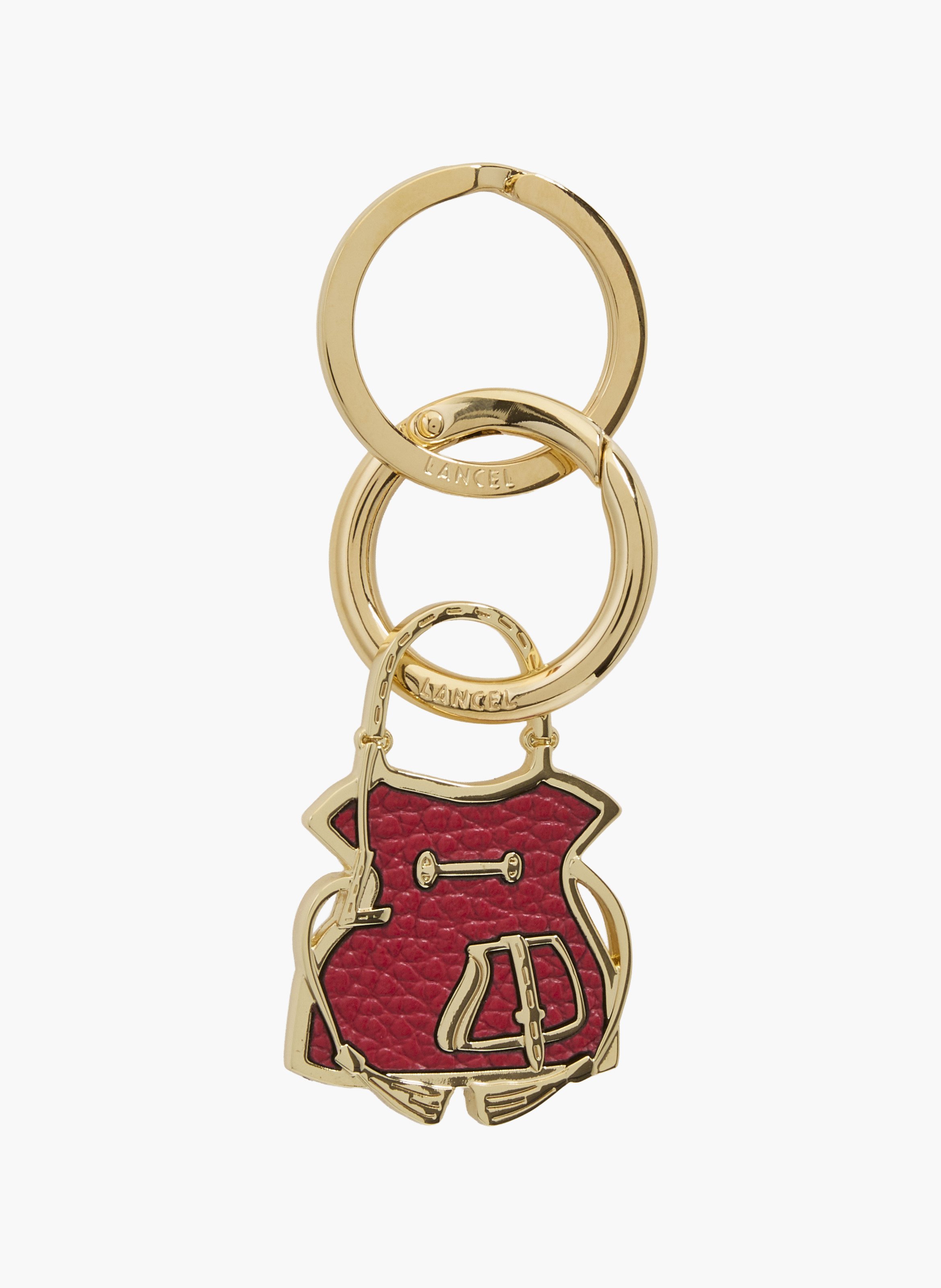 Porte-cles capsule lancel 150y en animation 150y : metal & cuir de vachette graine LANCEL Rouge