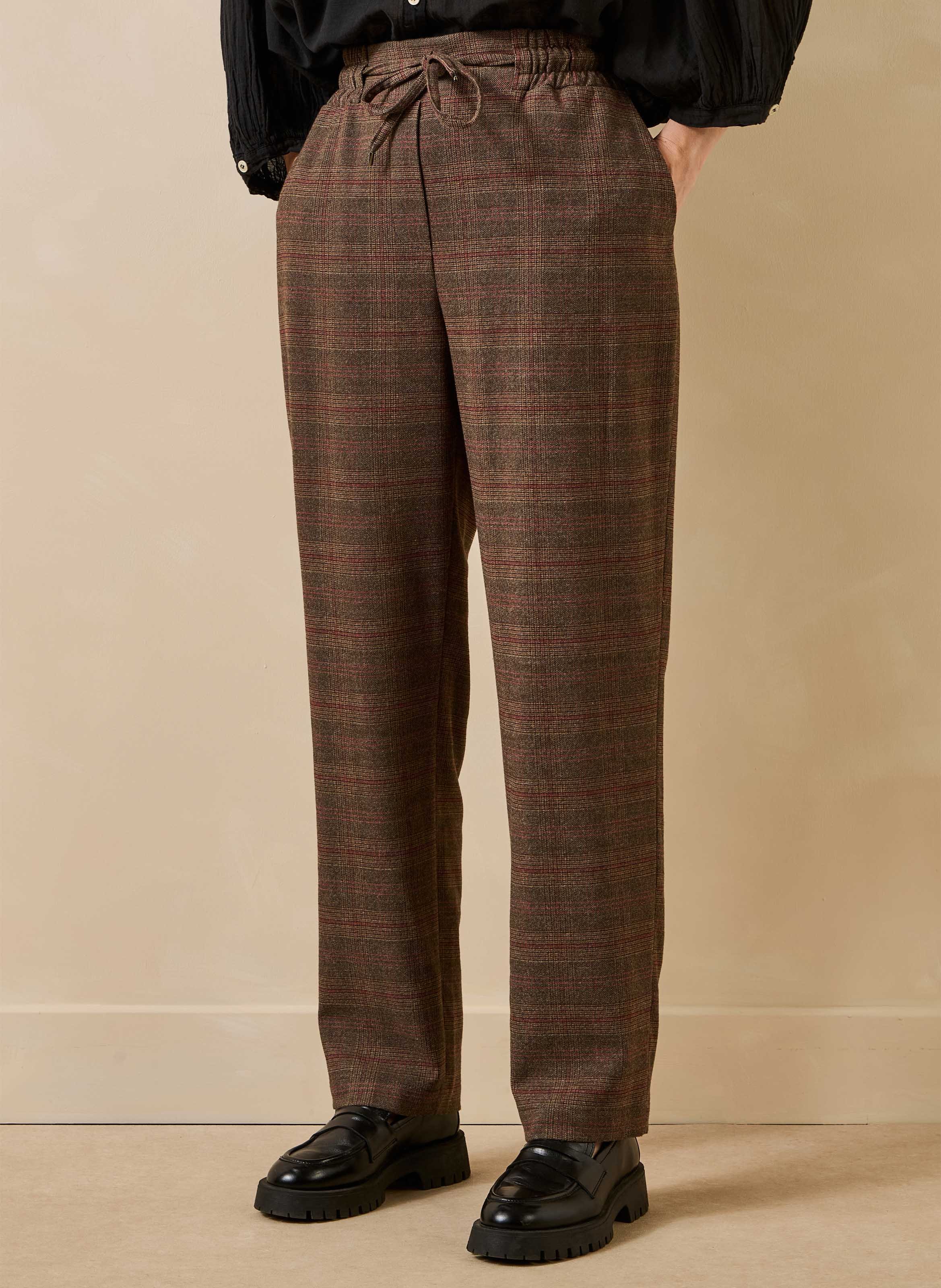 Rechte broek met ruitjes LA FEE MARABOUTEE Bruin