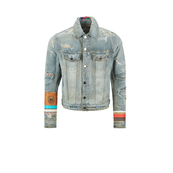 Veste denim à empiècements