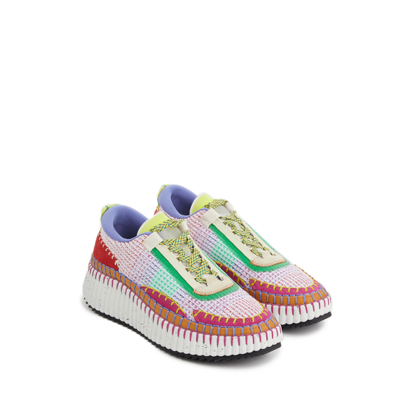 Shop Chloé Nama Recycled Material Sneakers In Multicolour