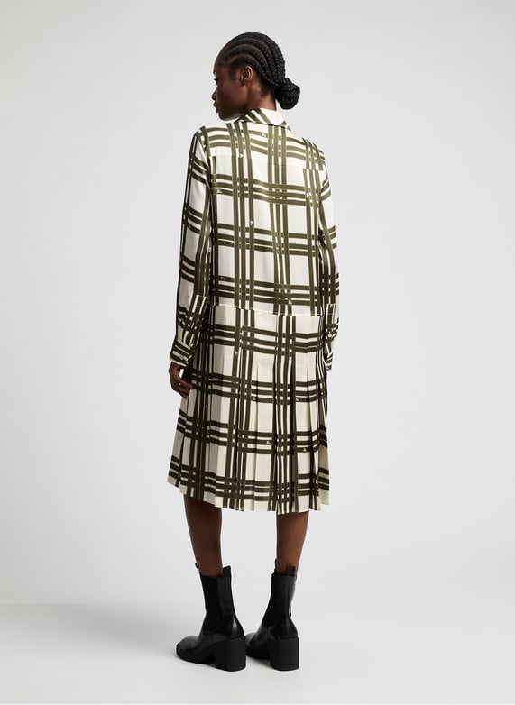 Robe midi à carreaux en soie | Multicolore by BURBERRY Robe midi à carreaux en soie Multicolore