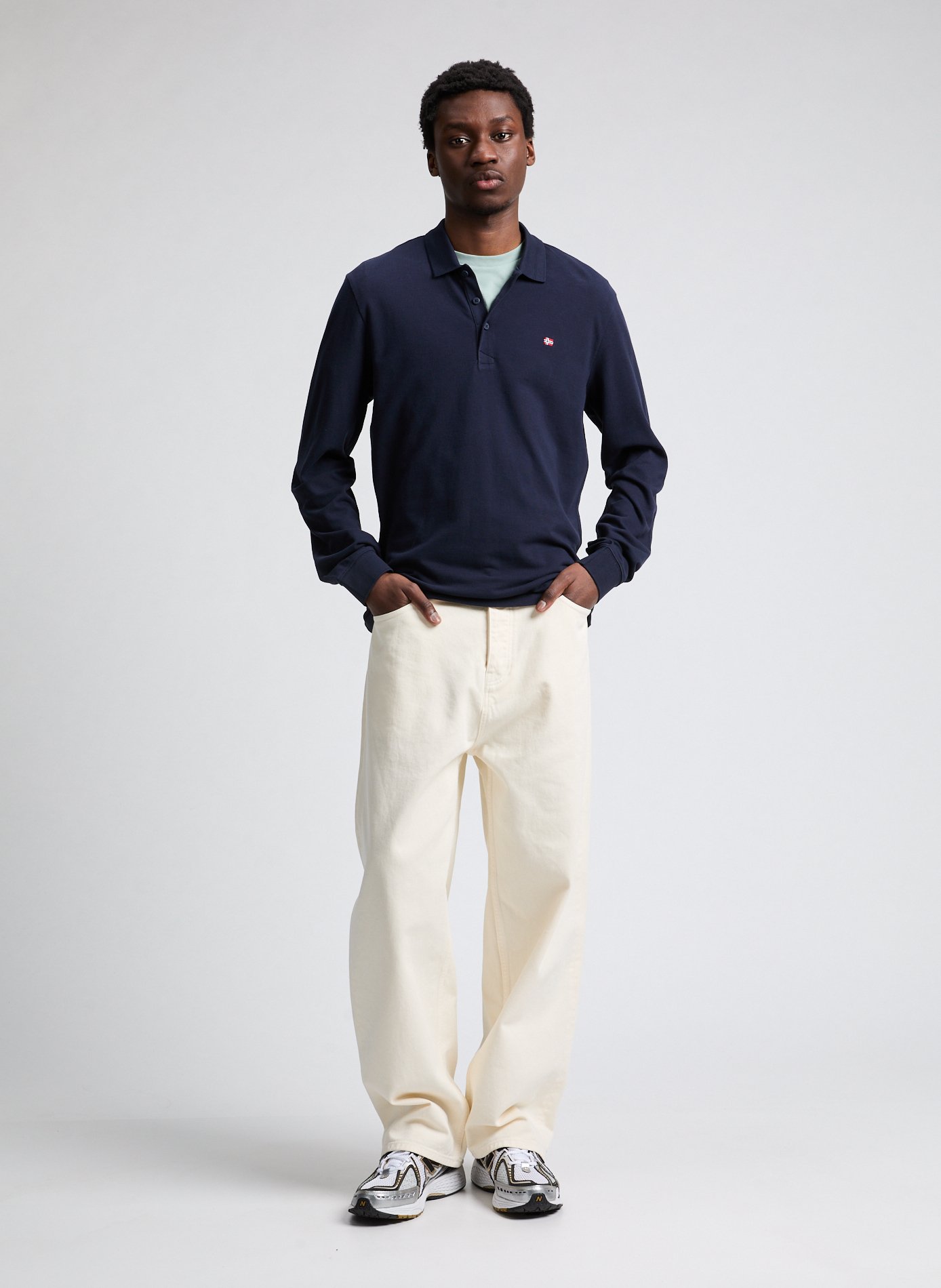 Long-sleeved cotton polo shirt NAPAPIJRI Blue