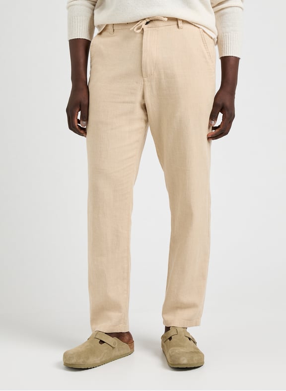 Pantalon en coton et lin Beige by SELECTED SELECTED Pantalon en coton et lin Beige