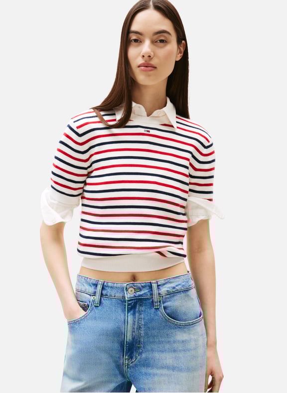 Pull ajusté à manches courtes Multicolore by TOMMY HILFIGER TOMMY HILFIGER Pull ajusté à manches courtes Multicolore