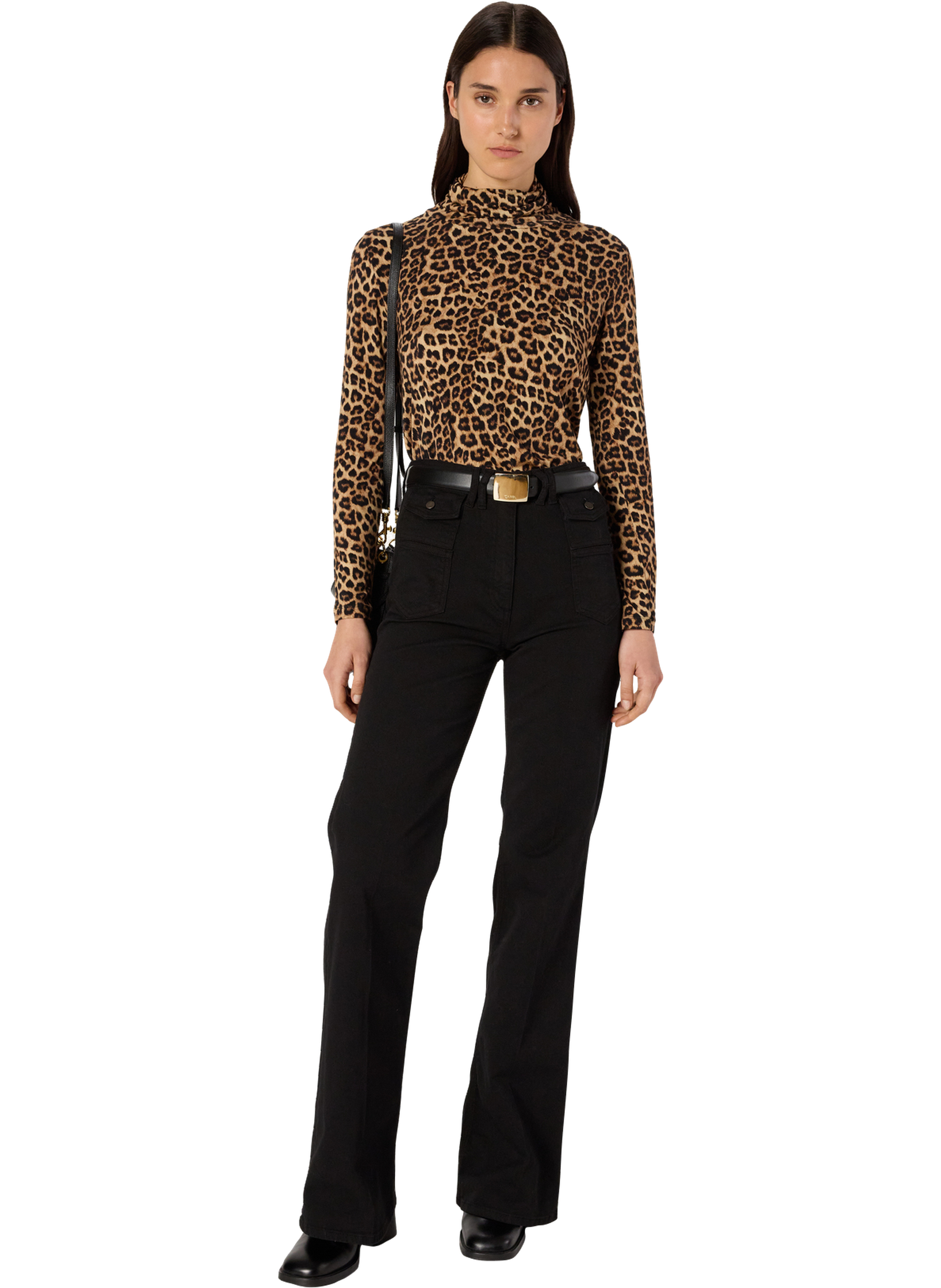 Col montant imprimé léopard - helene GERARD DAREL Marron