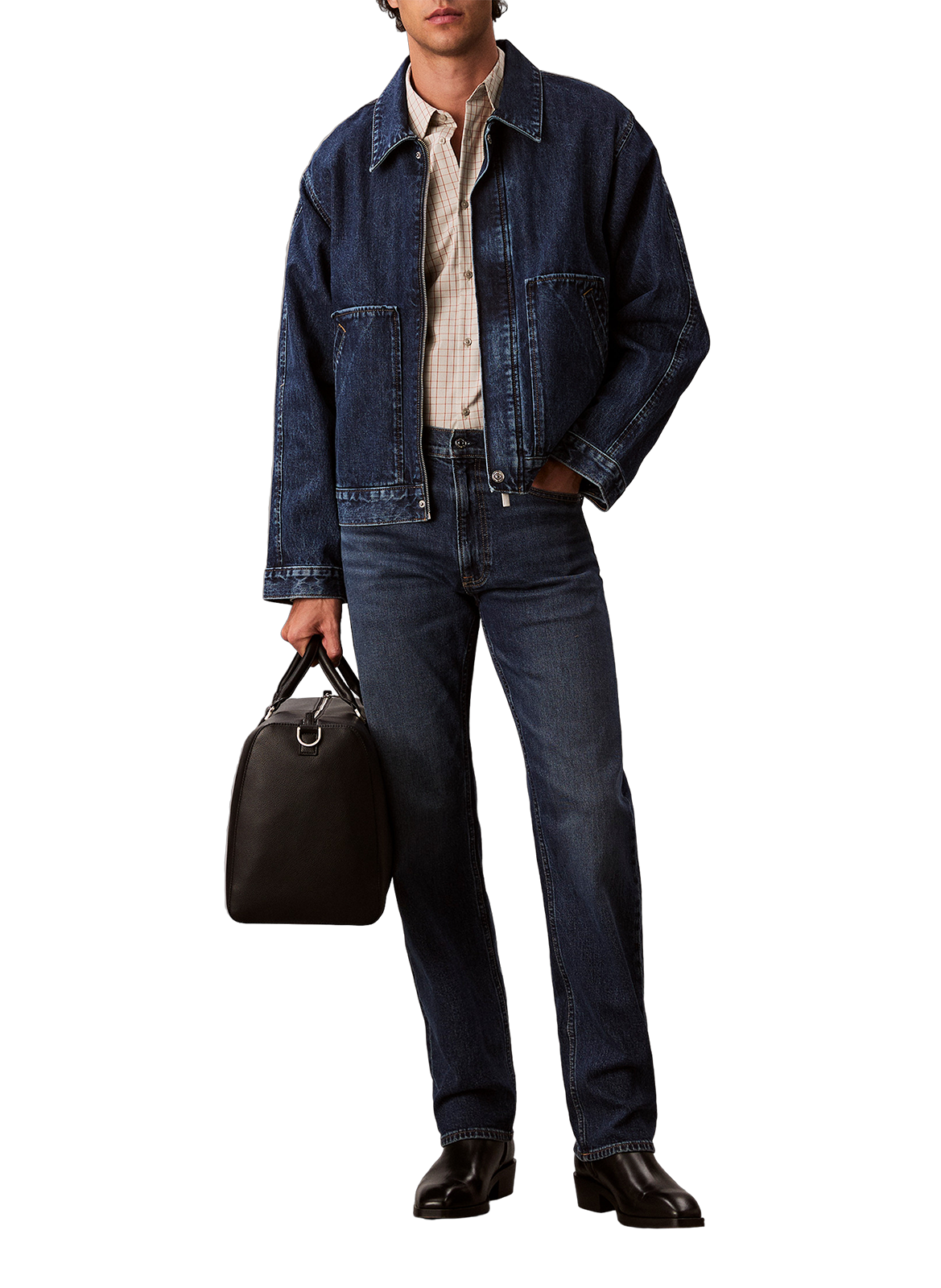 Jean droit en coton CALVIN KLEIN Bleu