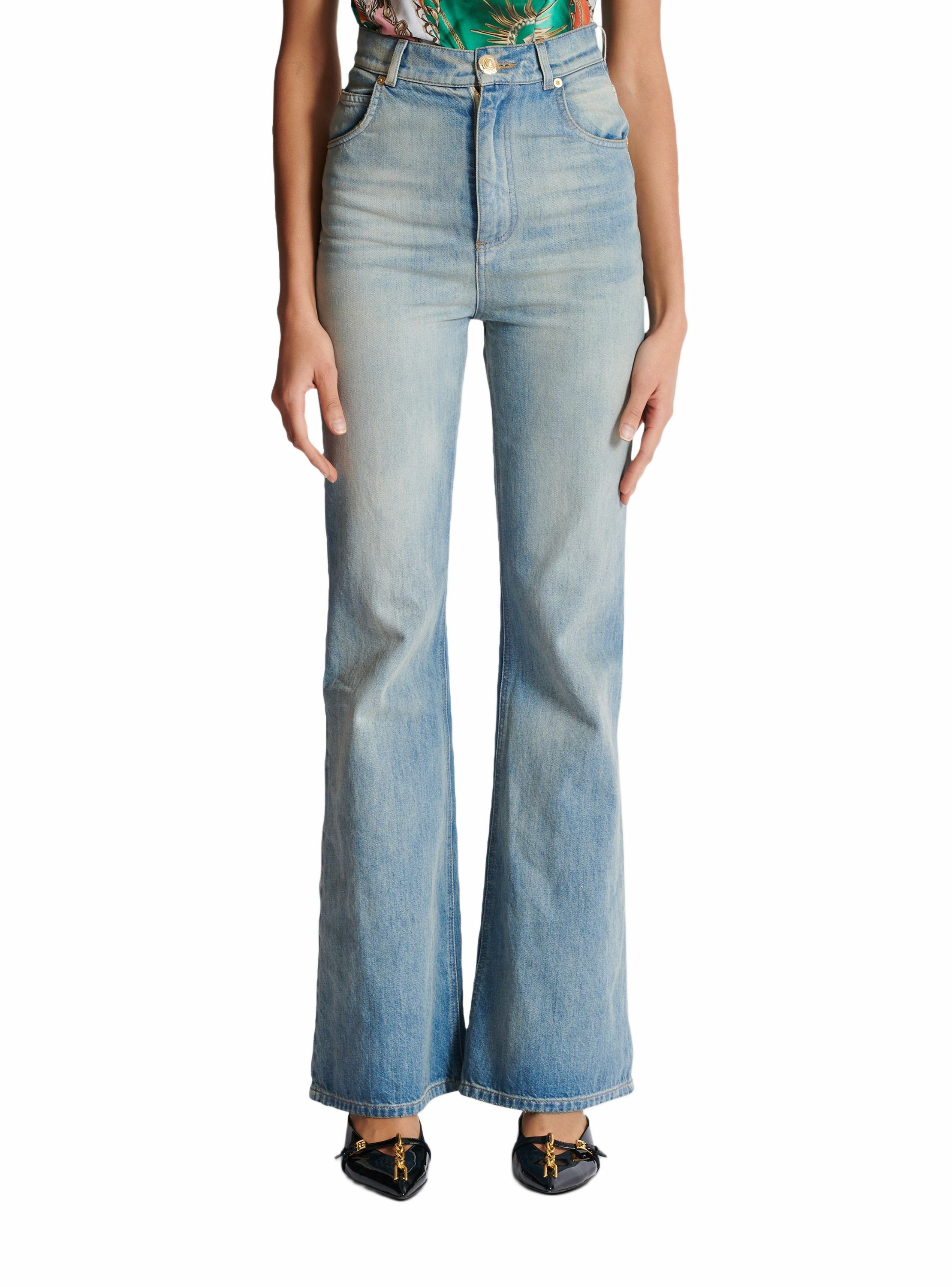 Jean évasé en denim BALMAIN Bleu