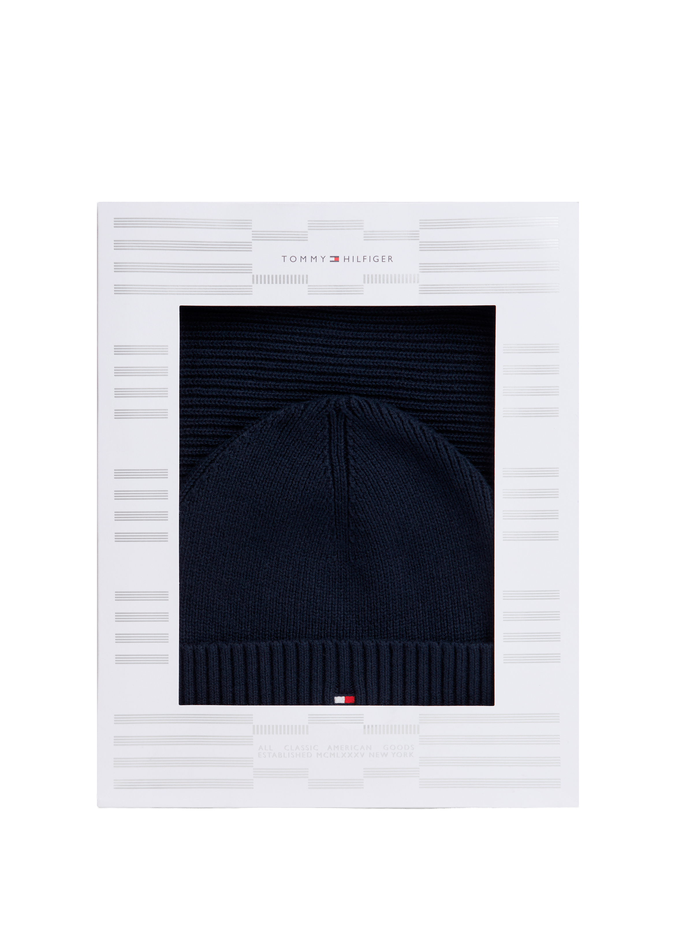 Cotton and cashmere hat and scarf TOMMY HILFIGER Blue