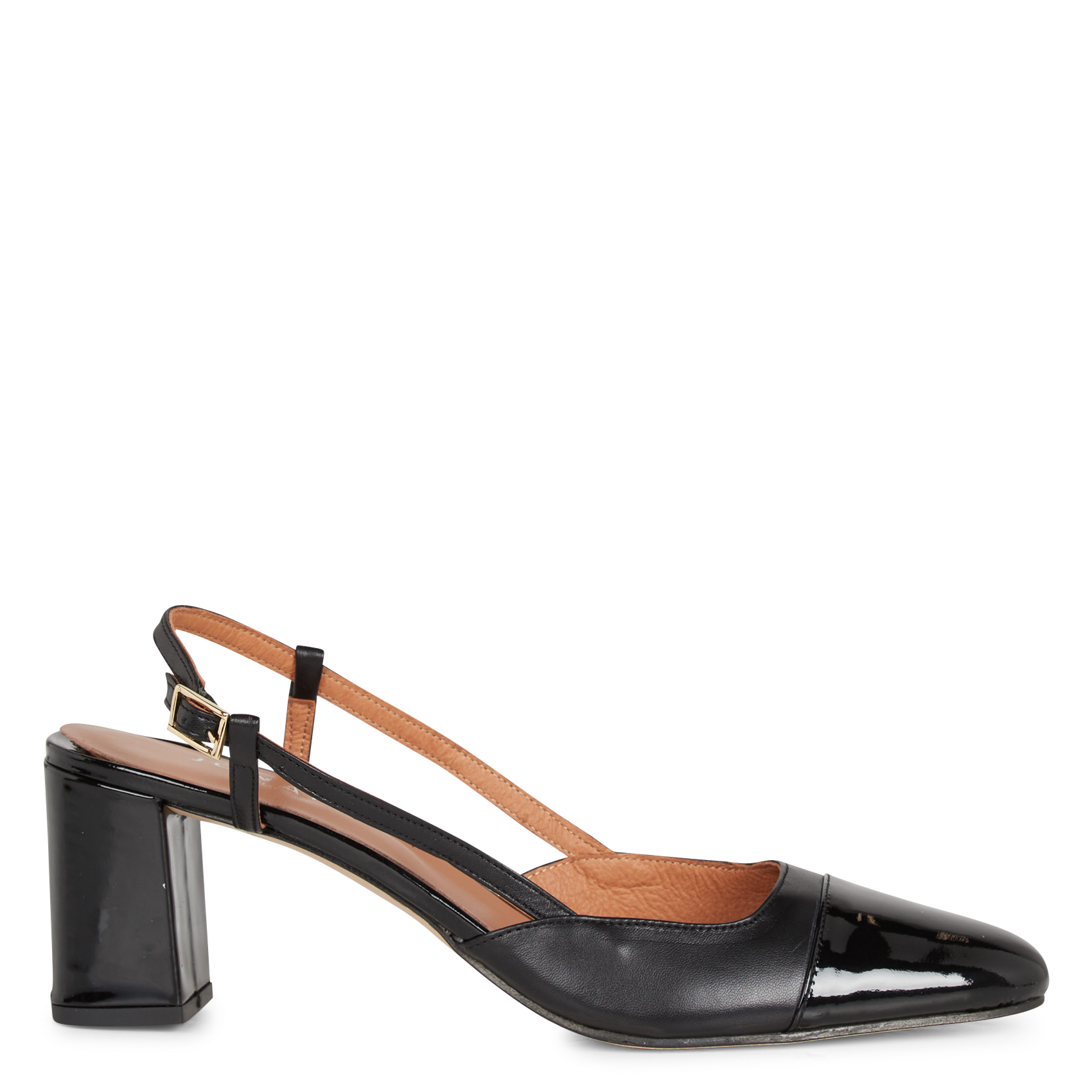 JONAK Babies à talons en cuir vernis dhapop Noir