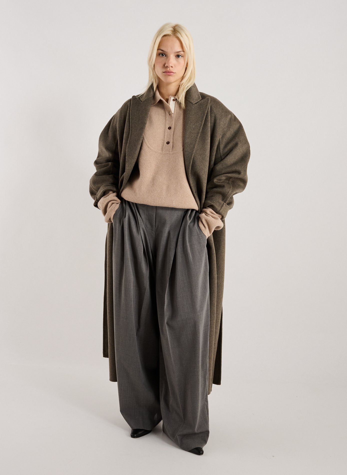 Long tailored collar coat in blended cotton JACQUEMUS Grey