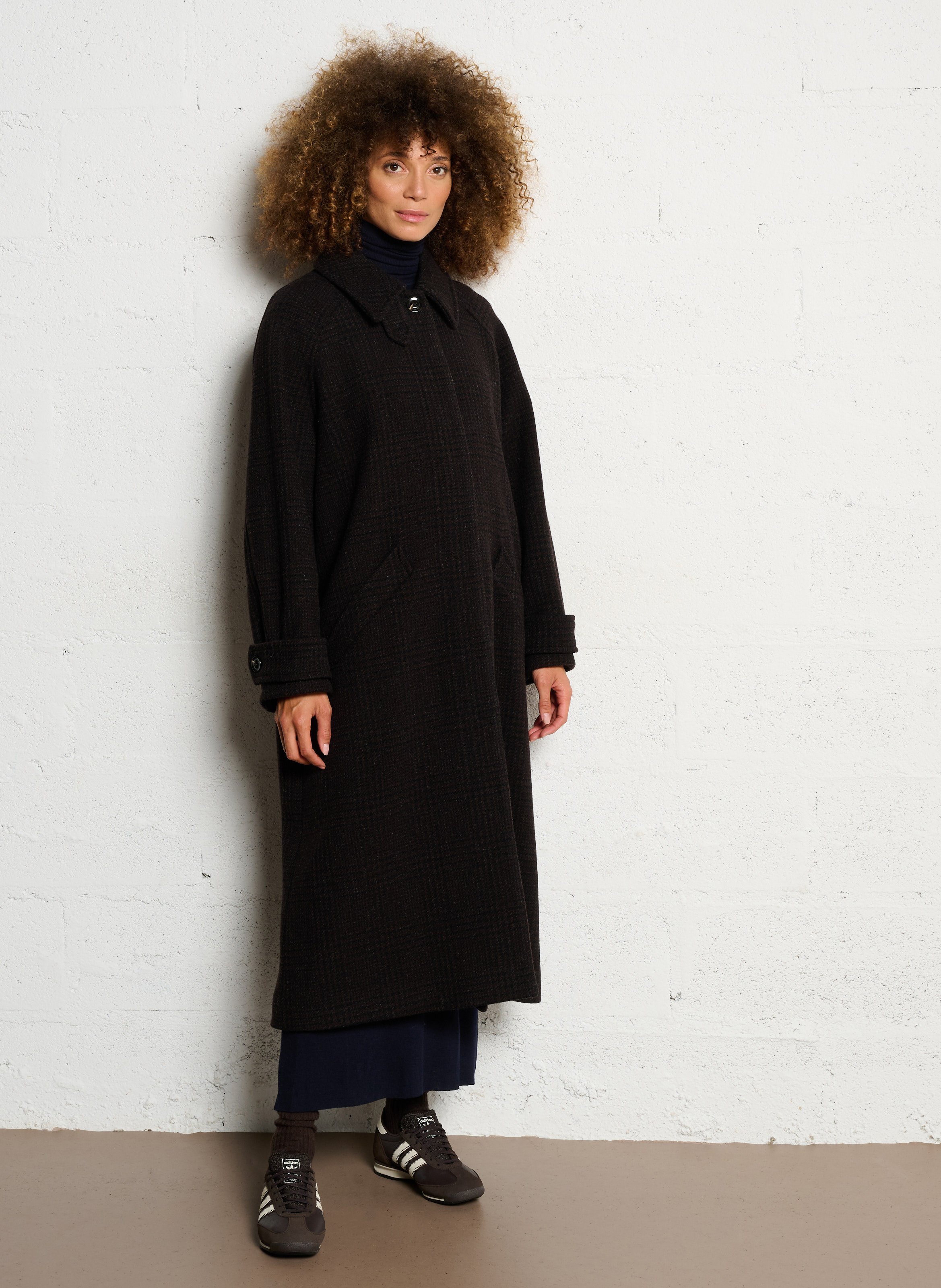 Manteau oversize en laine imprimé berlin SOEUR Marron