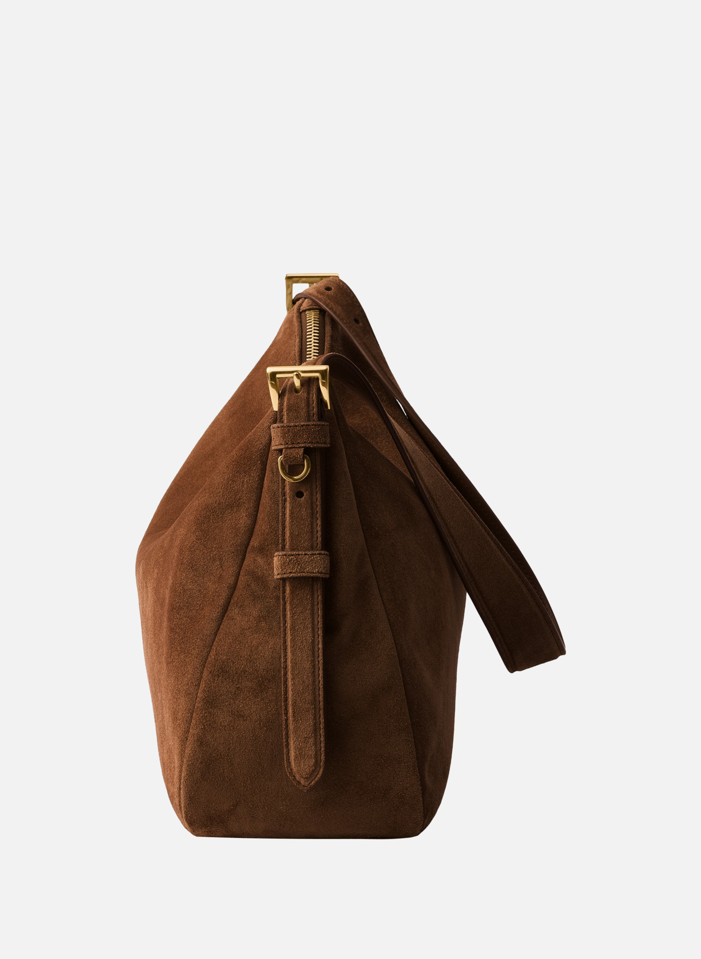 Grand sac à bandoulière prada aimée en veau velour PRADA Marron