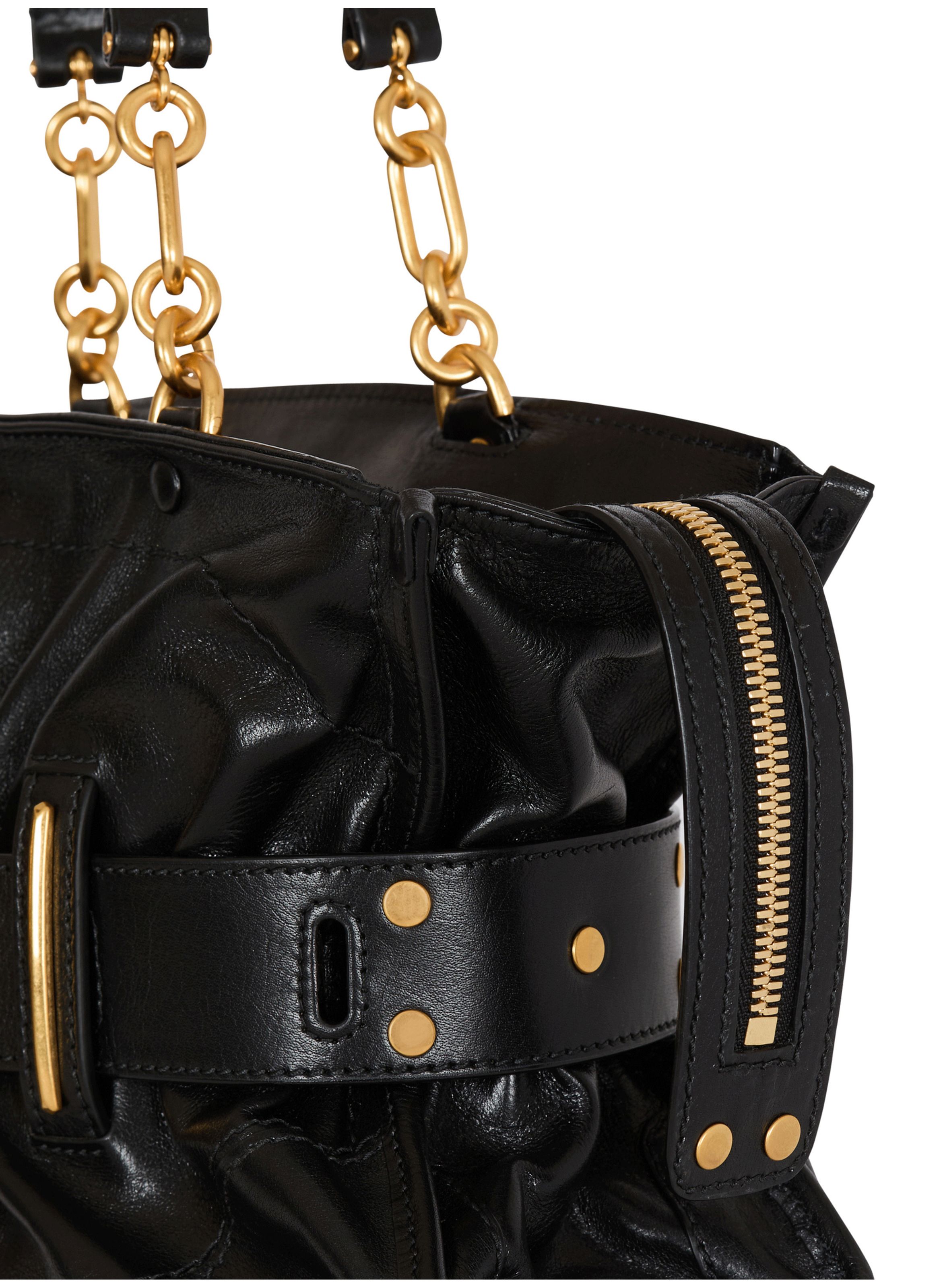 Sac anthem en cuir de veau BALMAIN Noir