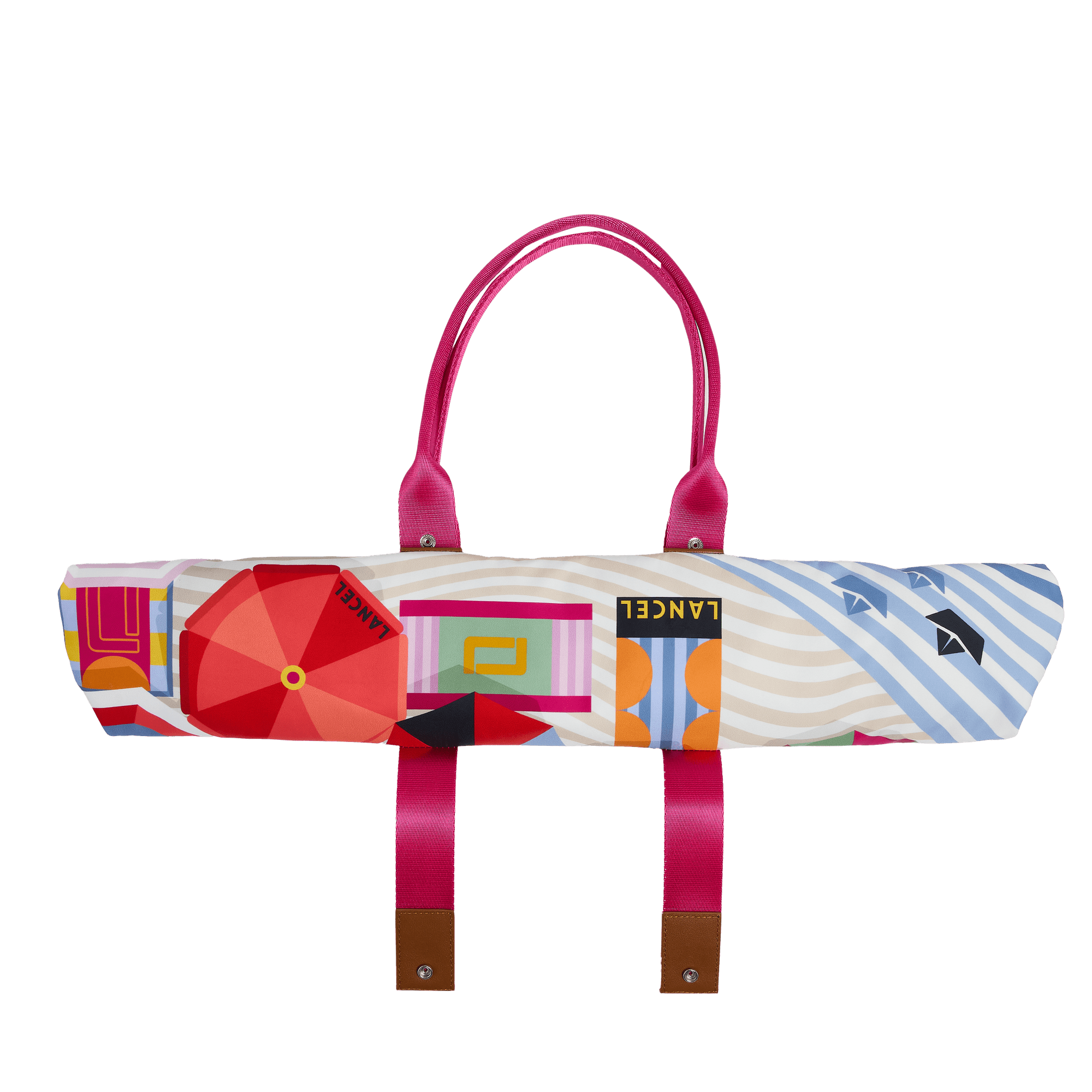 Sac cabas zippé l mistral rollable de lancel en nylon LANCEL Rose