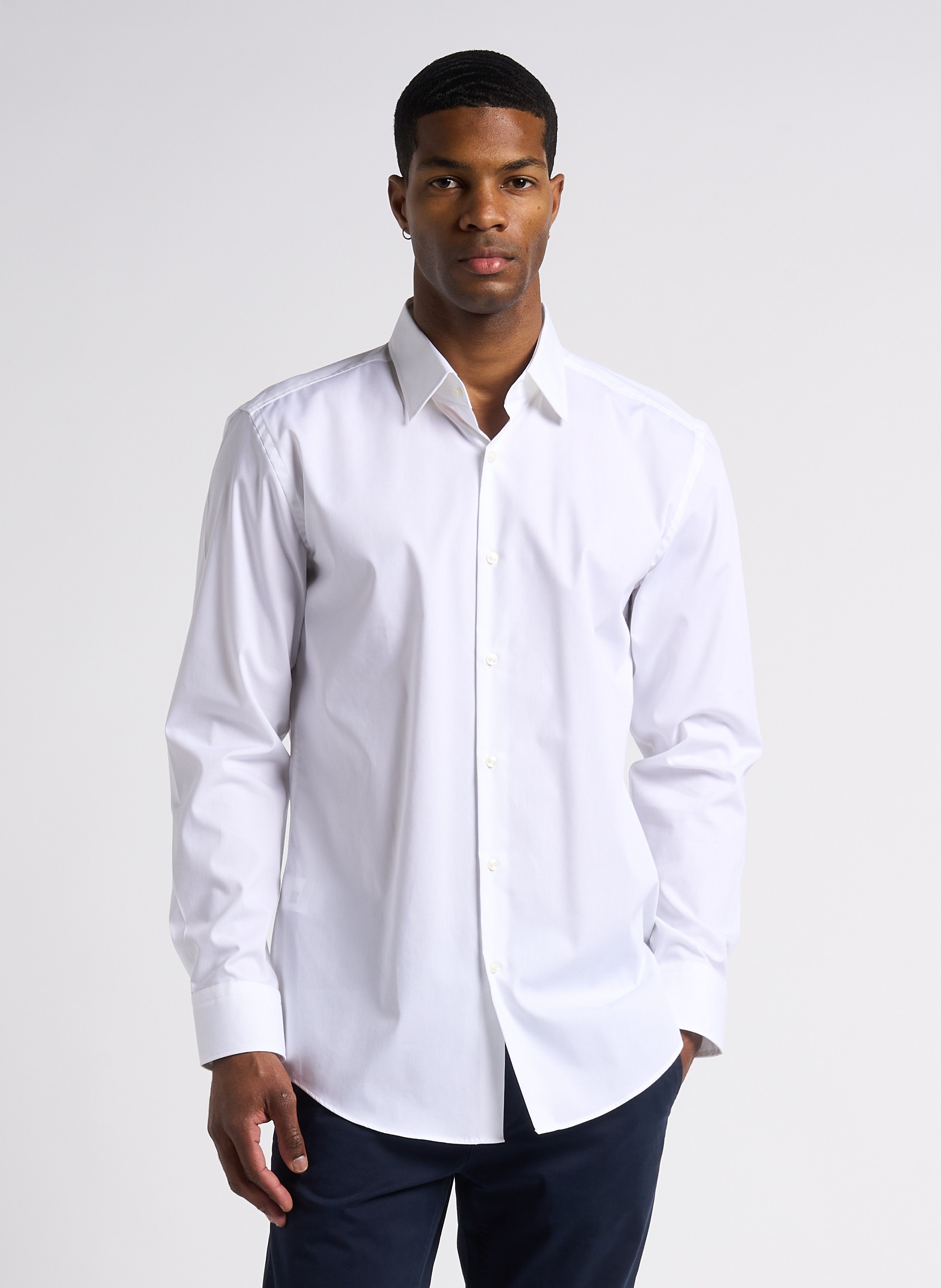 Chemise slim fit en coton mélangé BOSS Blanc