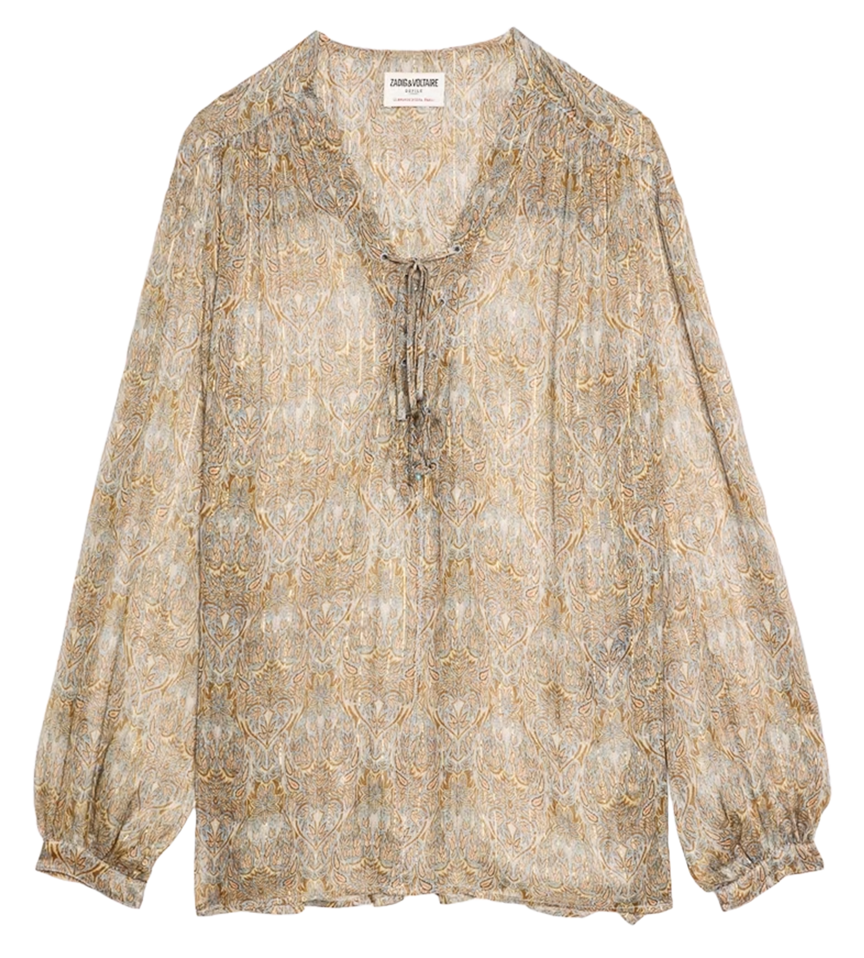 Blouse col v en coton mélangé tamela ZADIG&VOLTAIRE Bleu