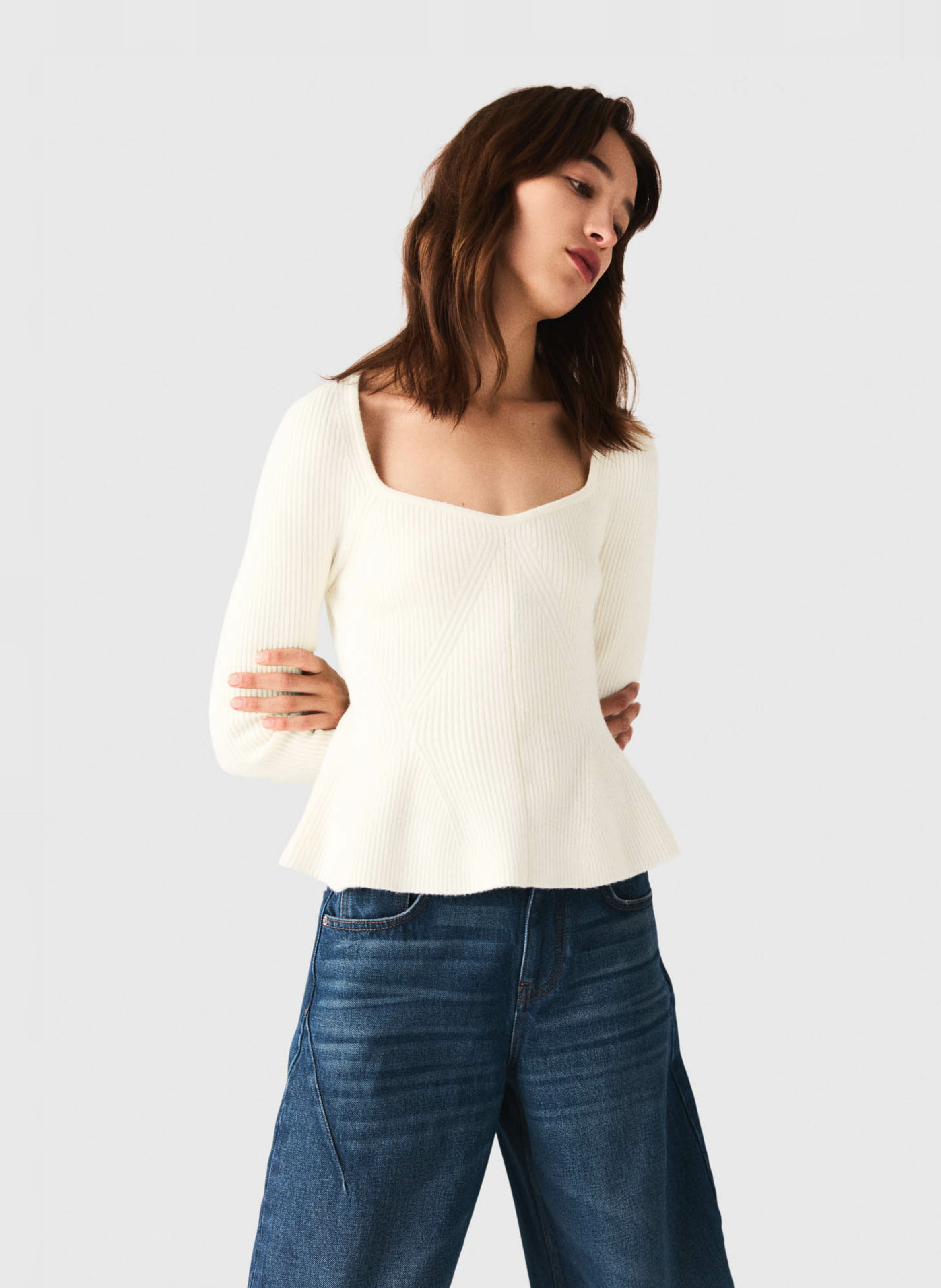 Pull col carré MAJE Beige