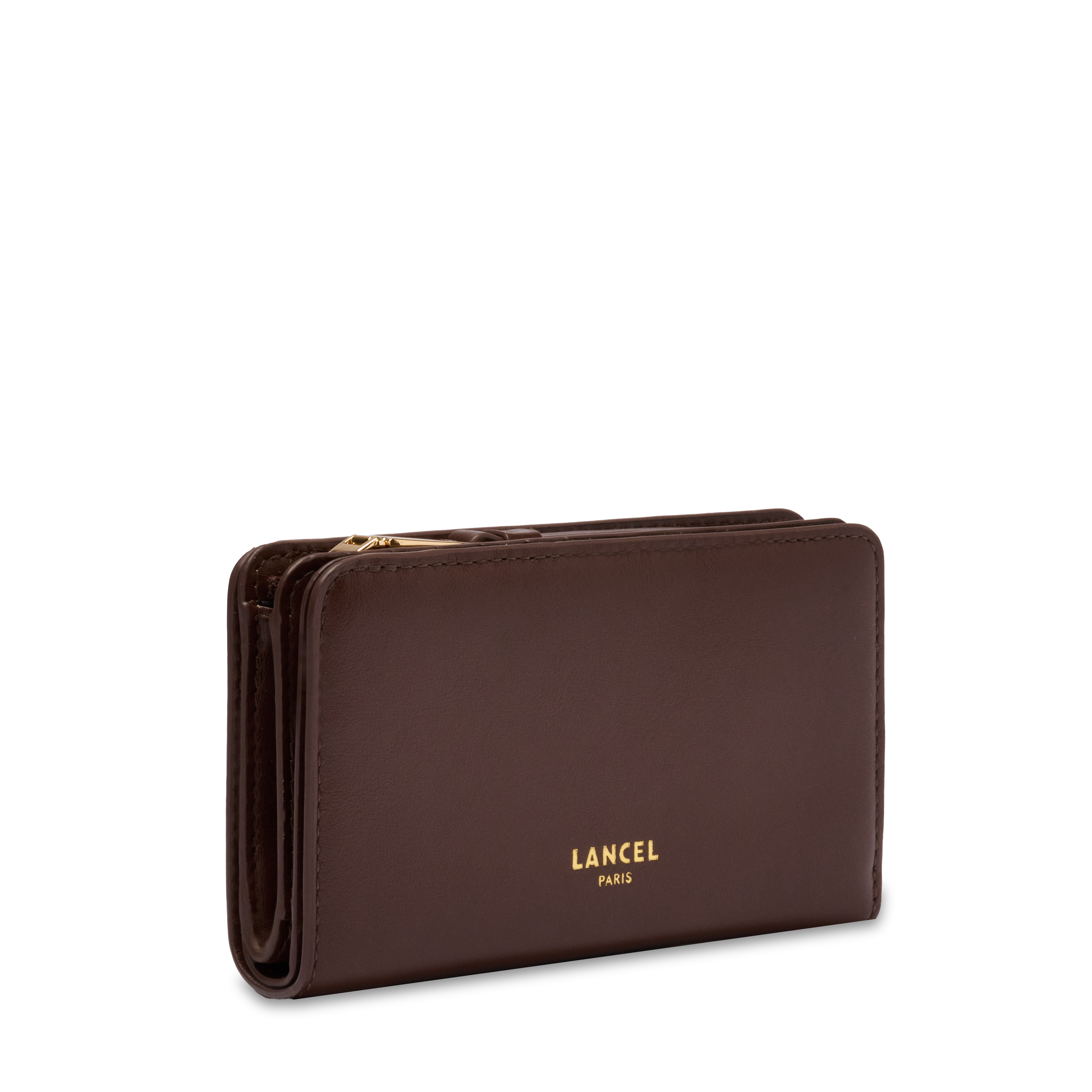 Portefeuille rectangulaire zippé origami de lancel en cuir LANCEL Marron