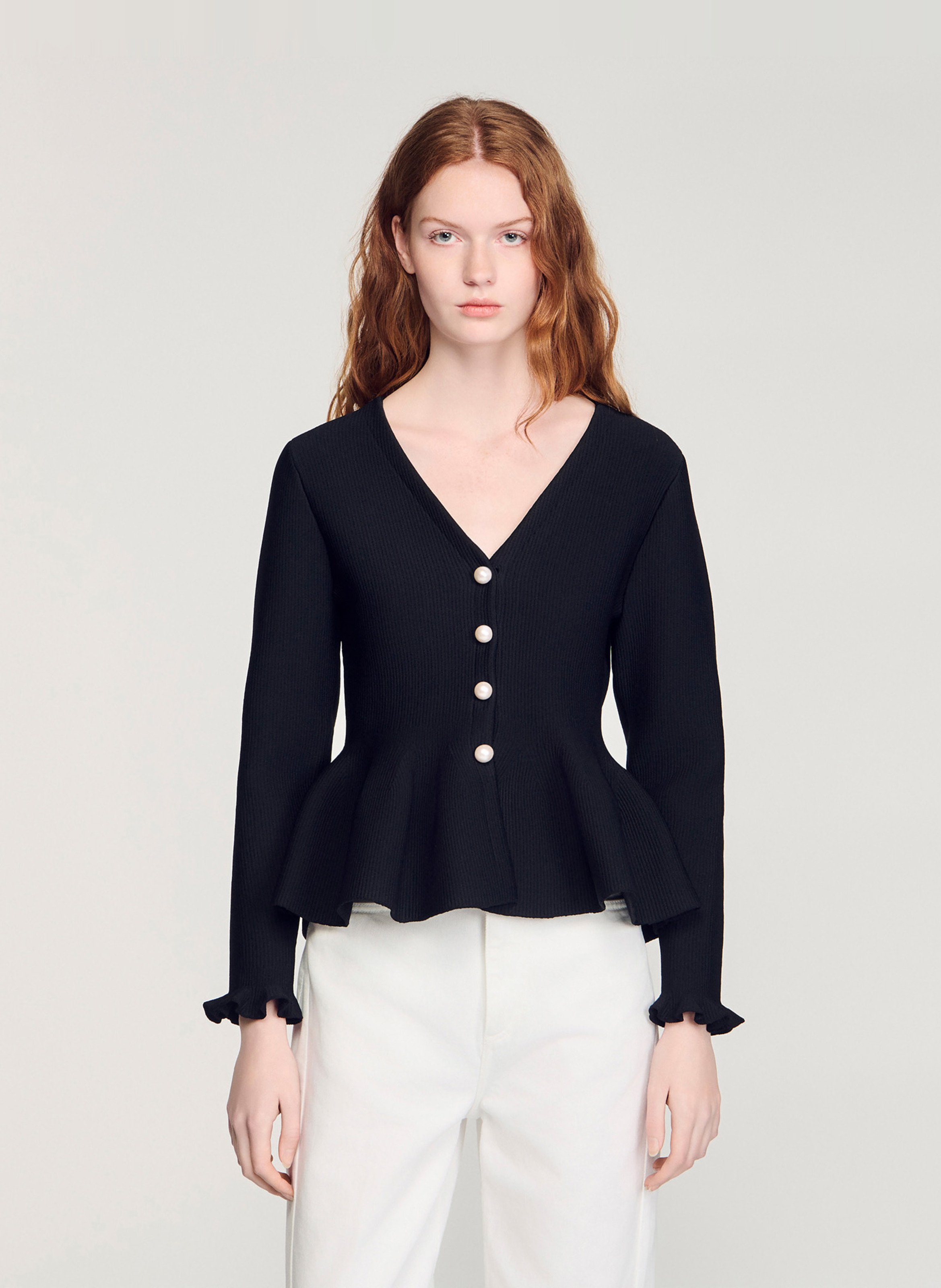 Cardigan col v SANDRO Noir