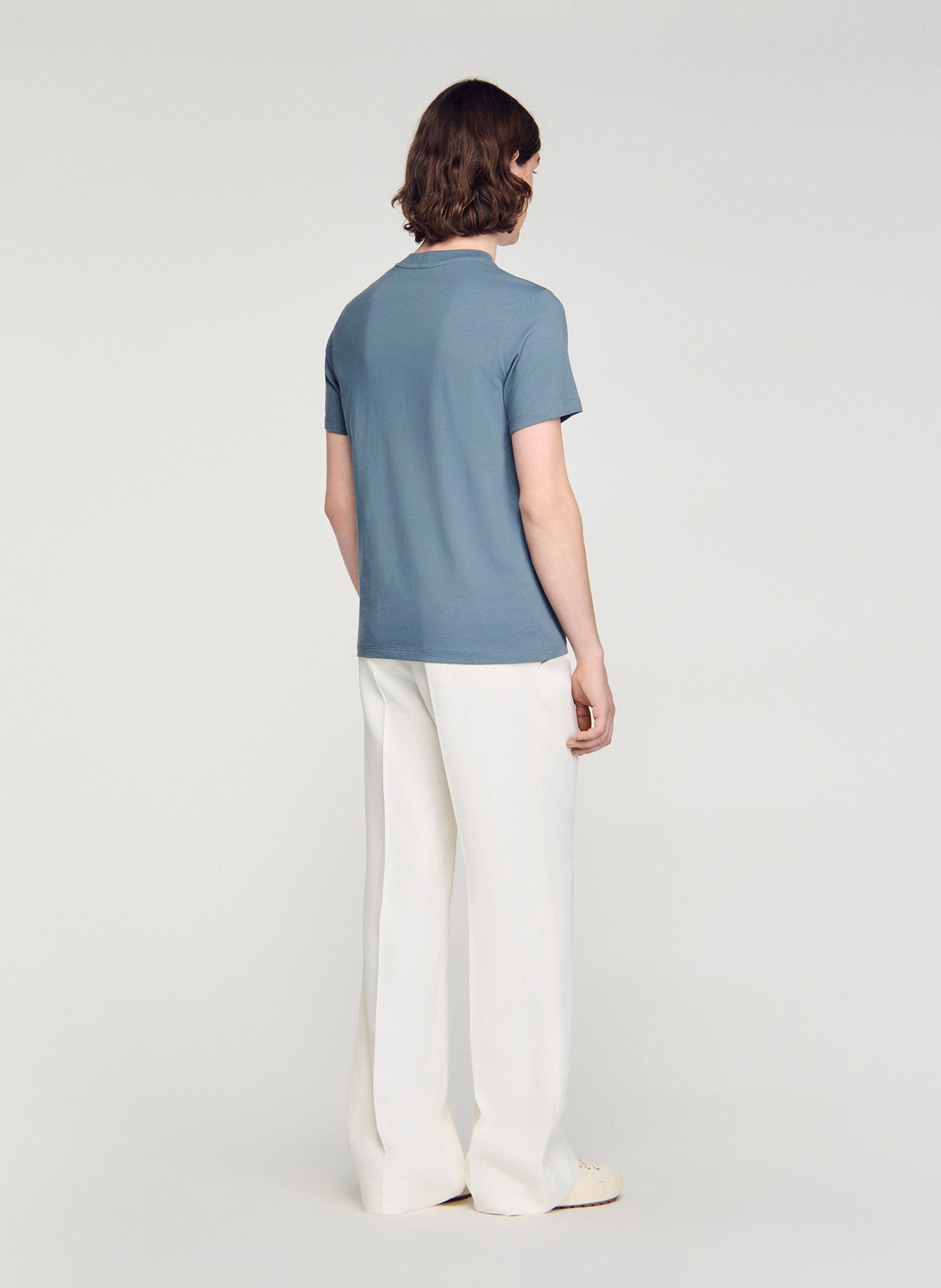 Tee-shirt col rond en coton SANDRO Gris