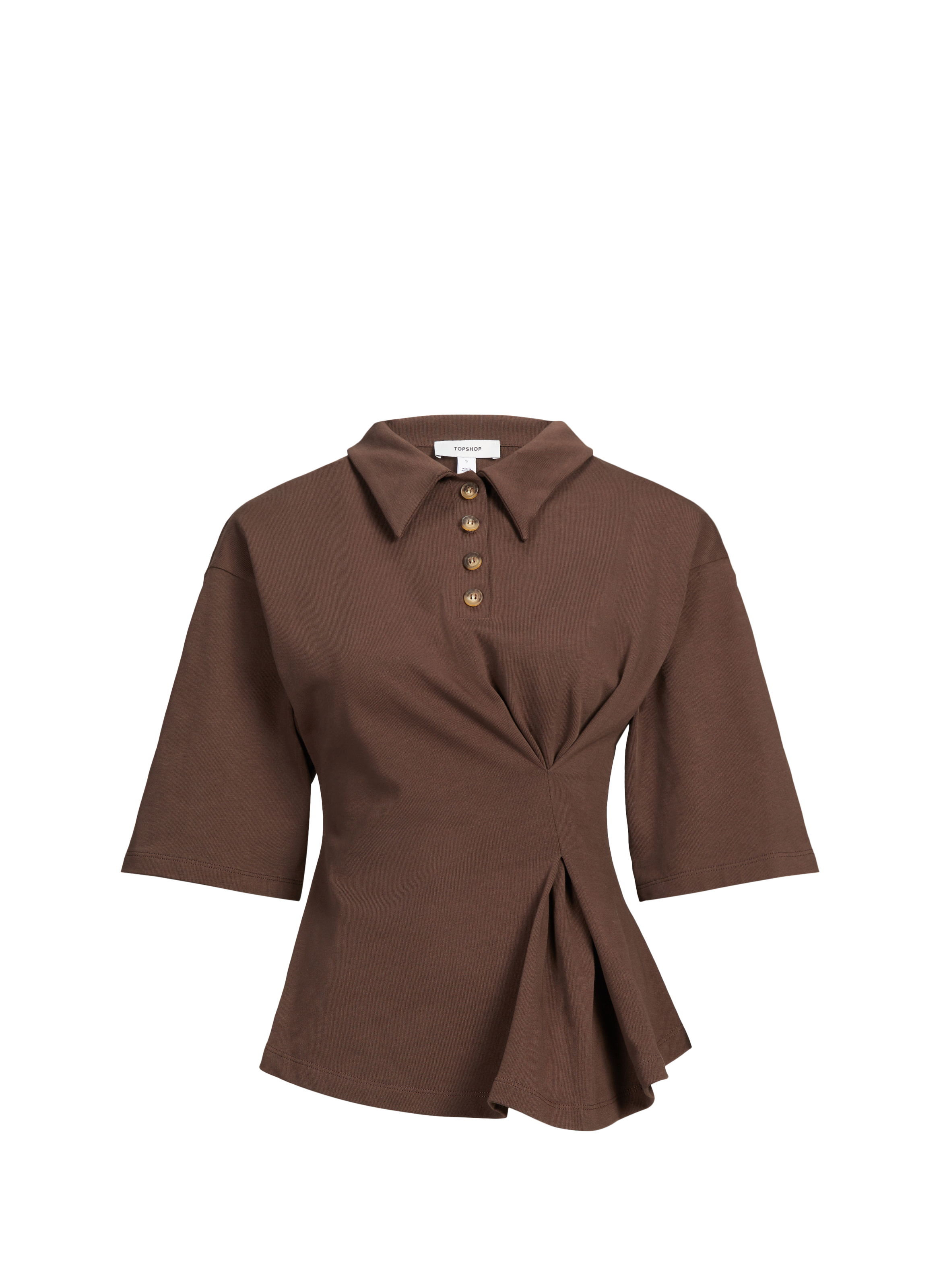 Polo cintré en coton TOPSHOP Marron