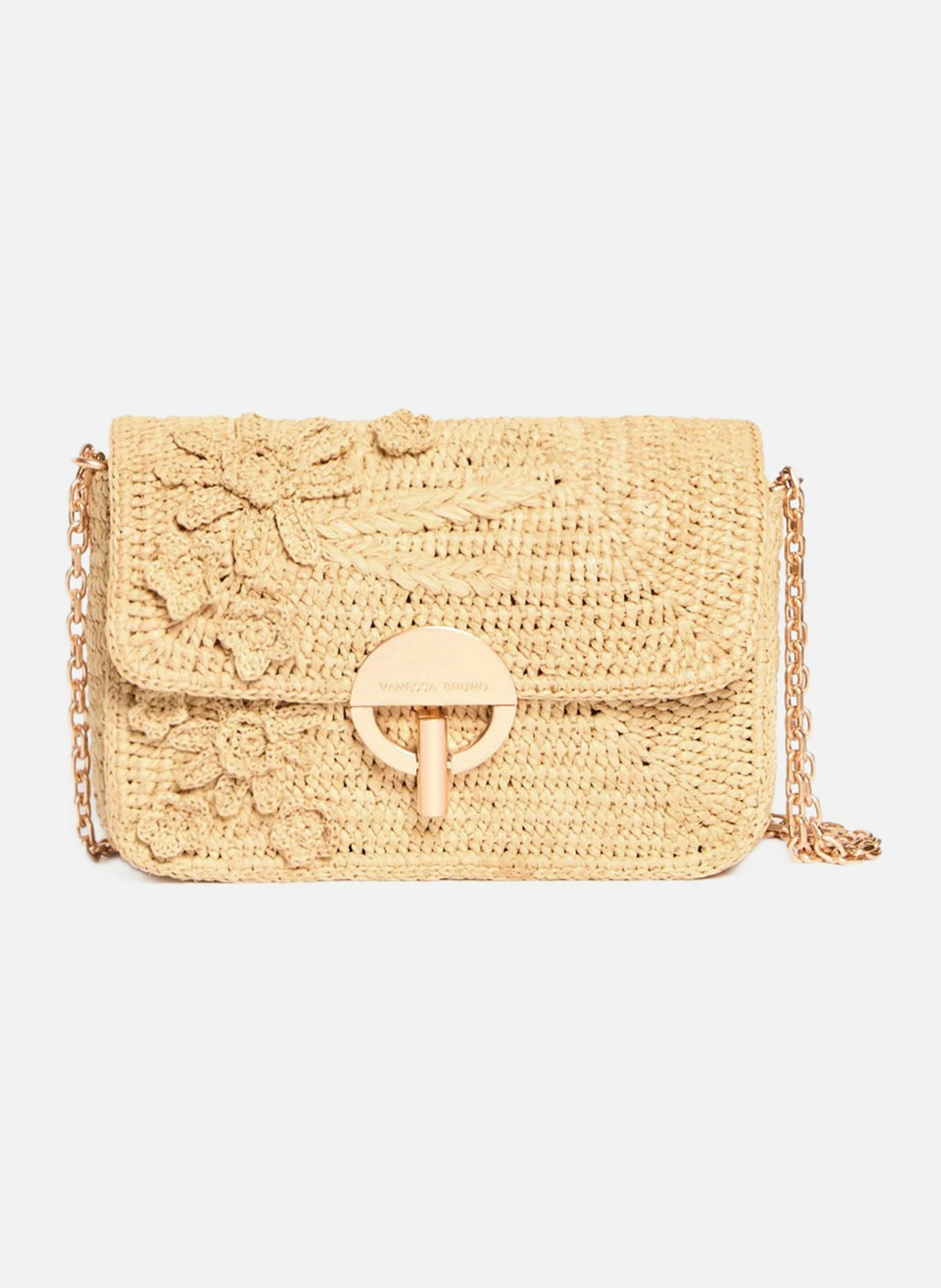 Moyen sac moon en raphia VANESSA BRUNO Blanc