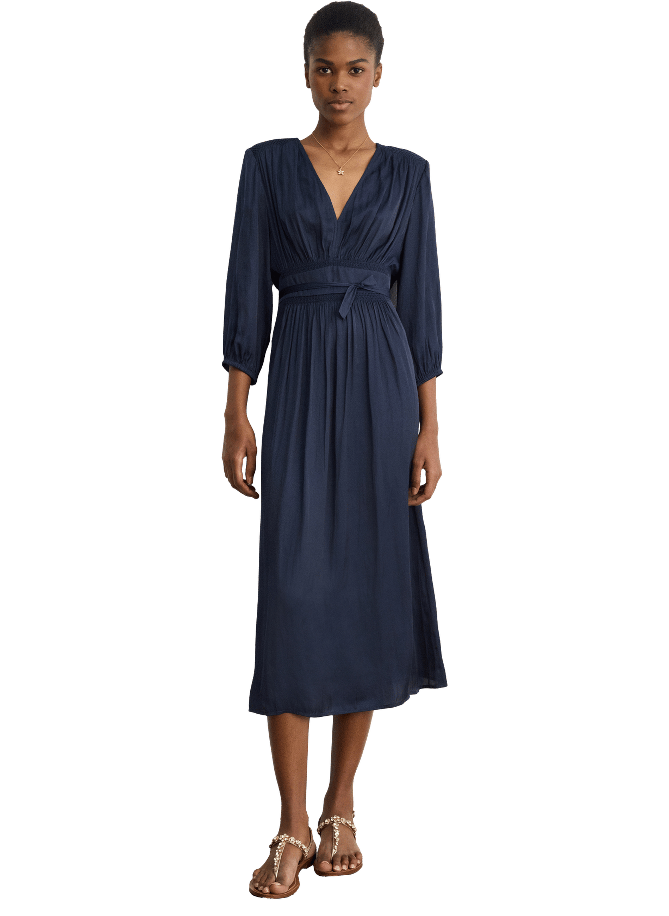 Robe en satin au décolleté croisé - aliaa PABLO Bleu