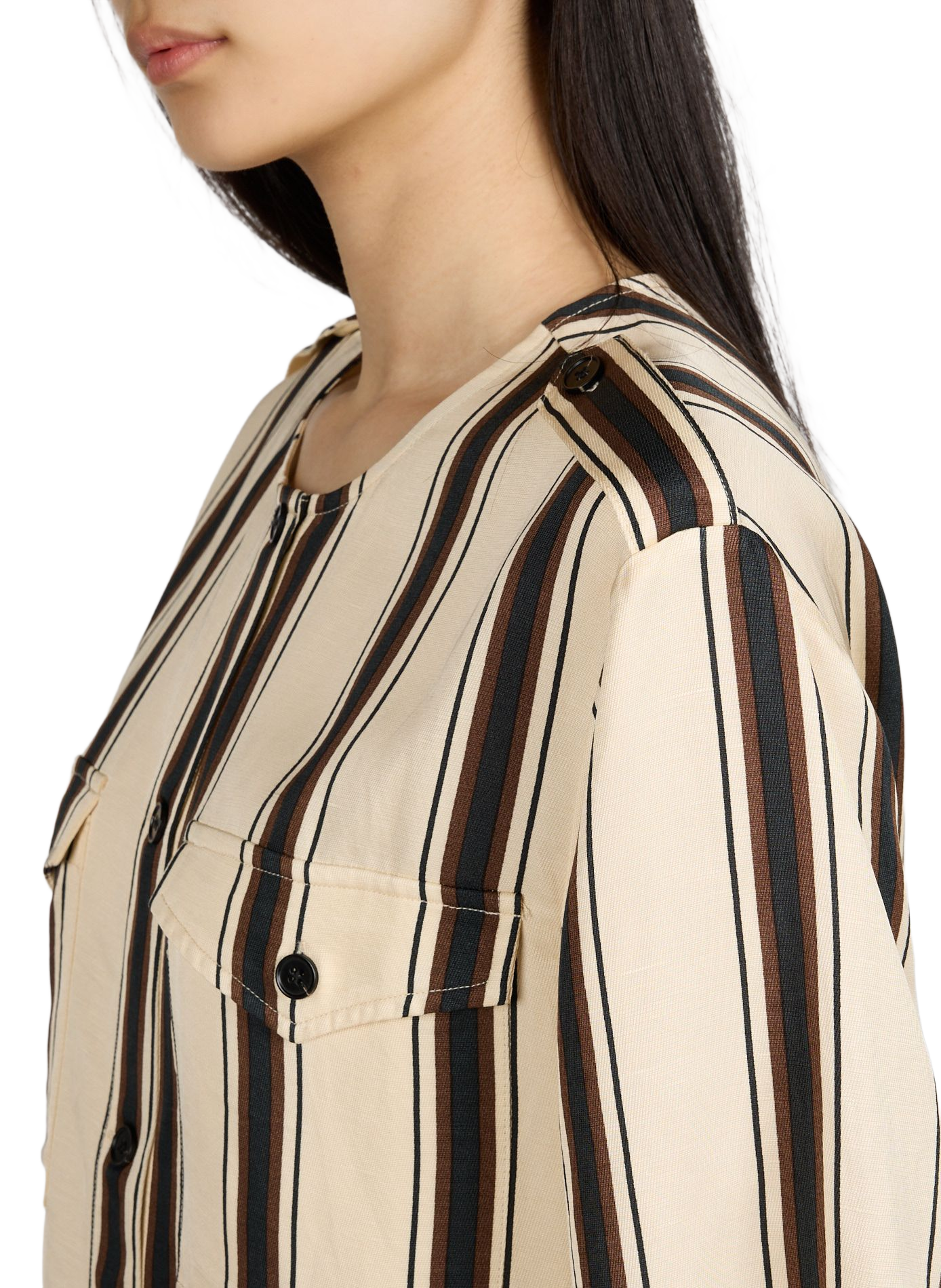 Chemise à rayures en lin mélangé SUNCOO Beige