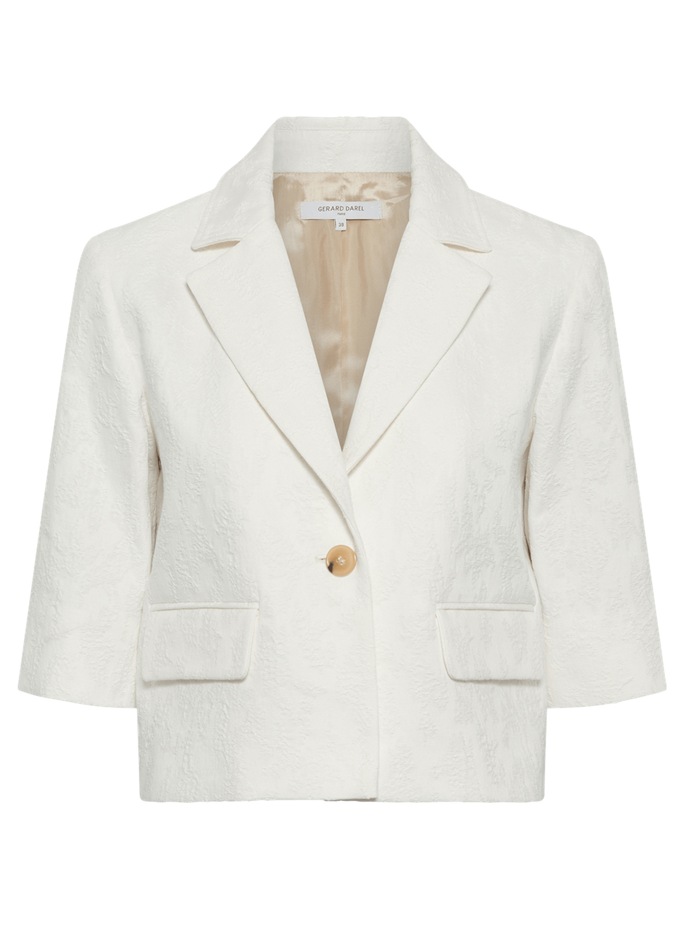 Veste de tailleur courte en jacquard- tracy GERARD DAREL Blanc