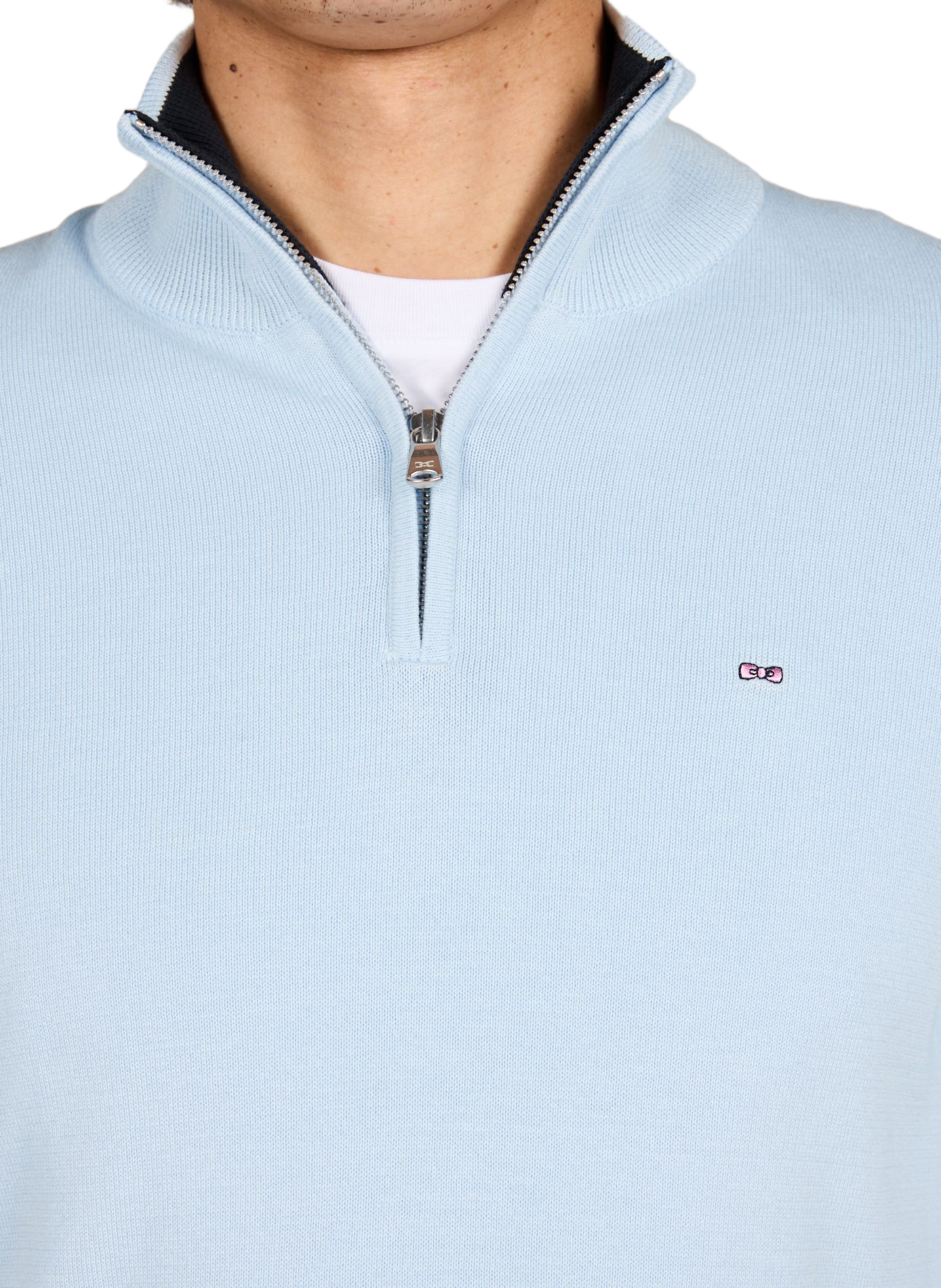 Pull droit col montant en coton EDEN PARK Bleu