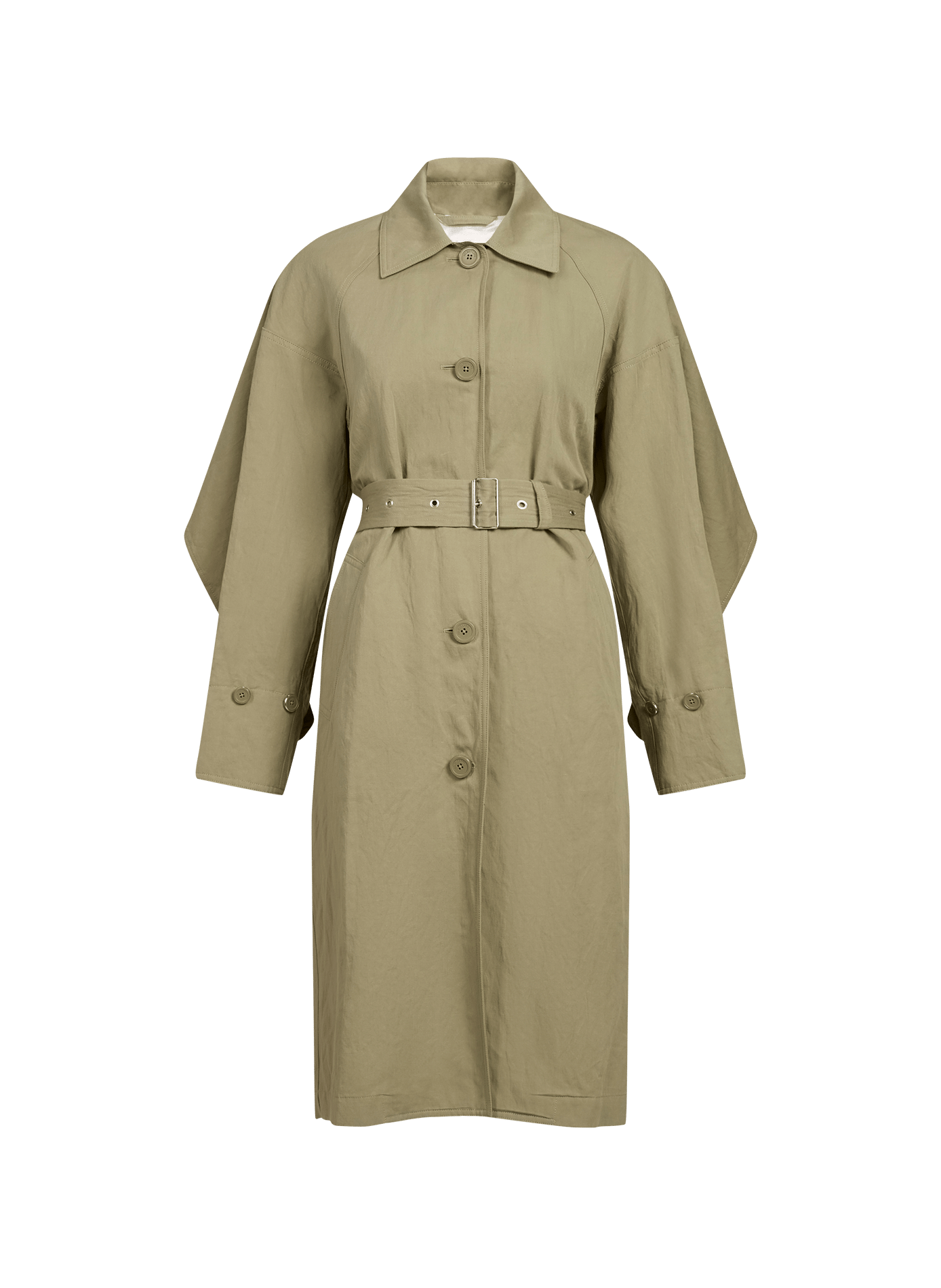 Trench croisé à cape en coton et lin mélangés HELMUT LANG Vert