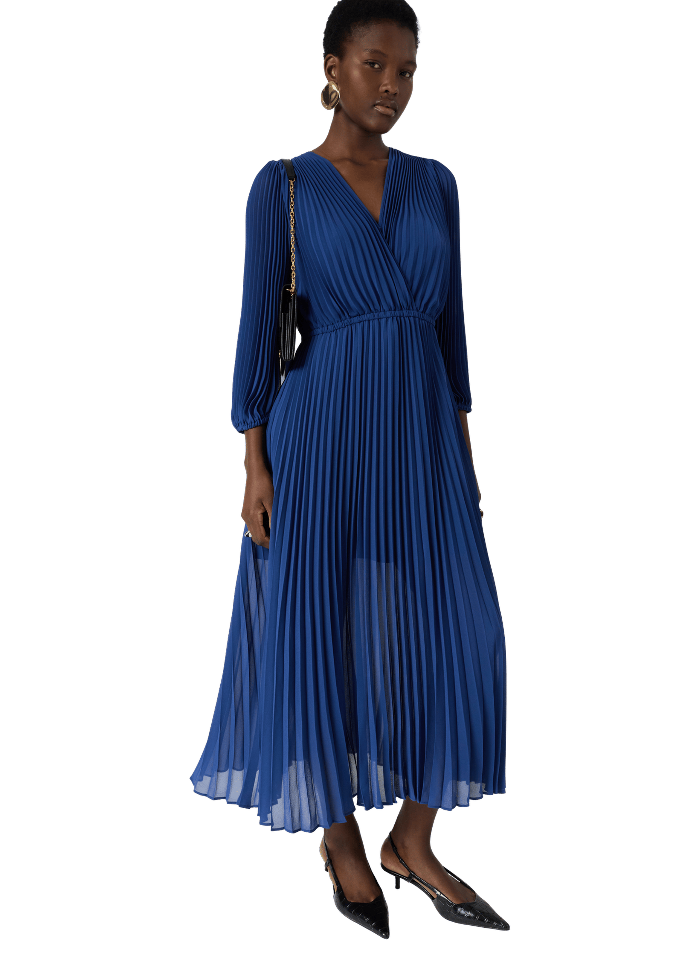 Robe longue plissée - rayna GERARD DAREL Bleu