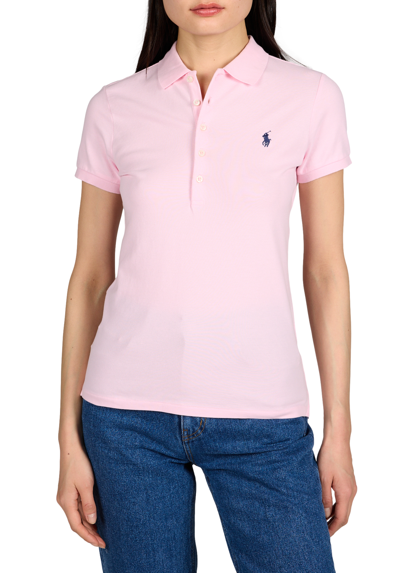 Polo manches courtes à logo en coton mélangé POLO RALPH LAUREN Rose