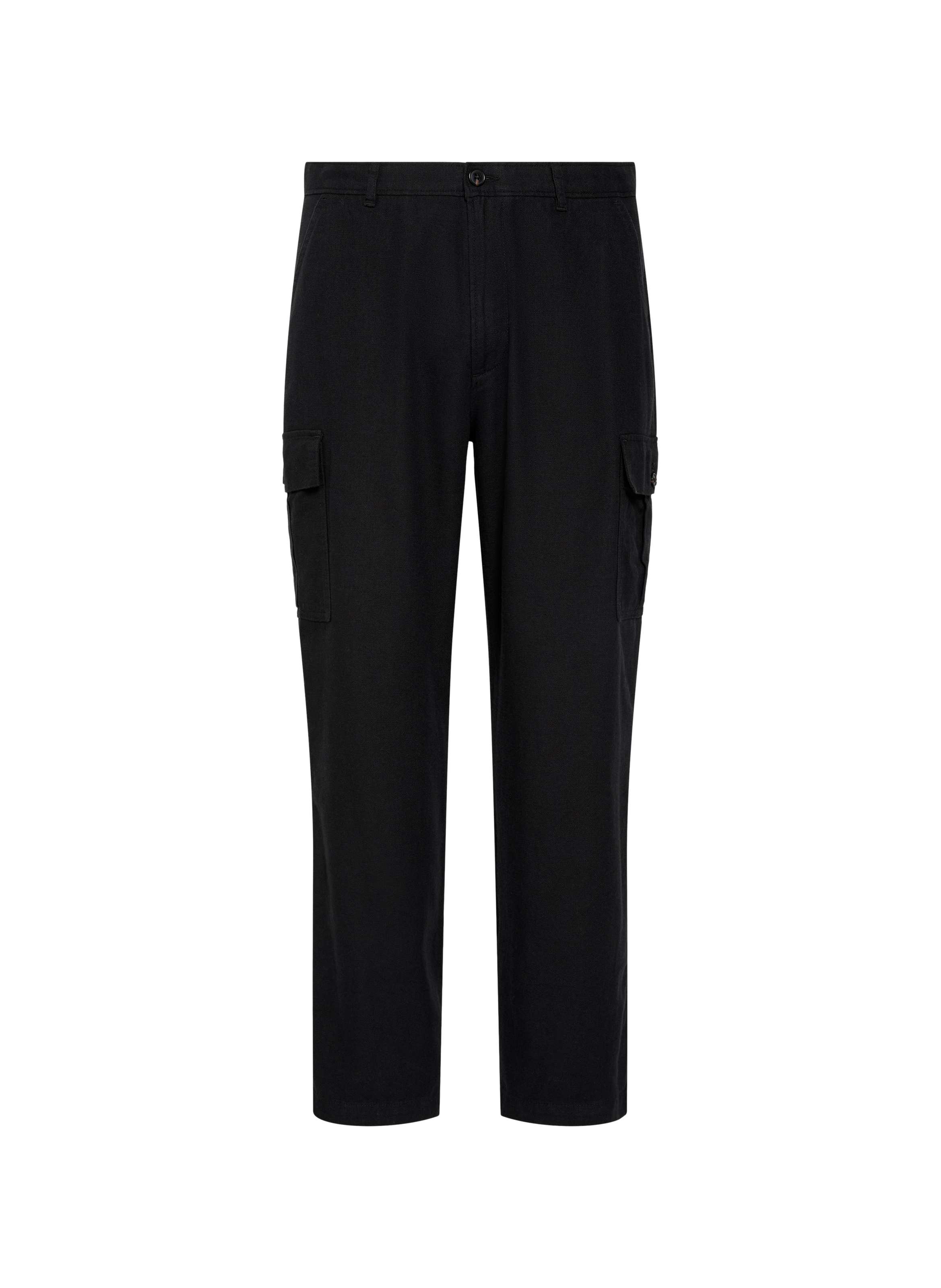 Pantalon cargo en lin et coton CALVIN KLEIN Noir