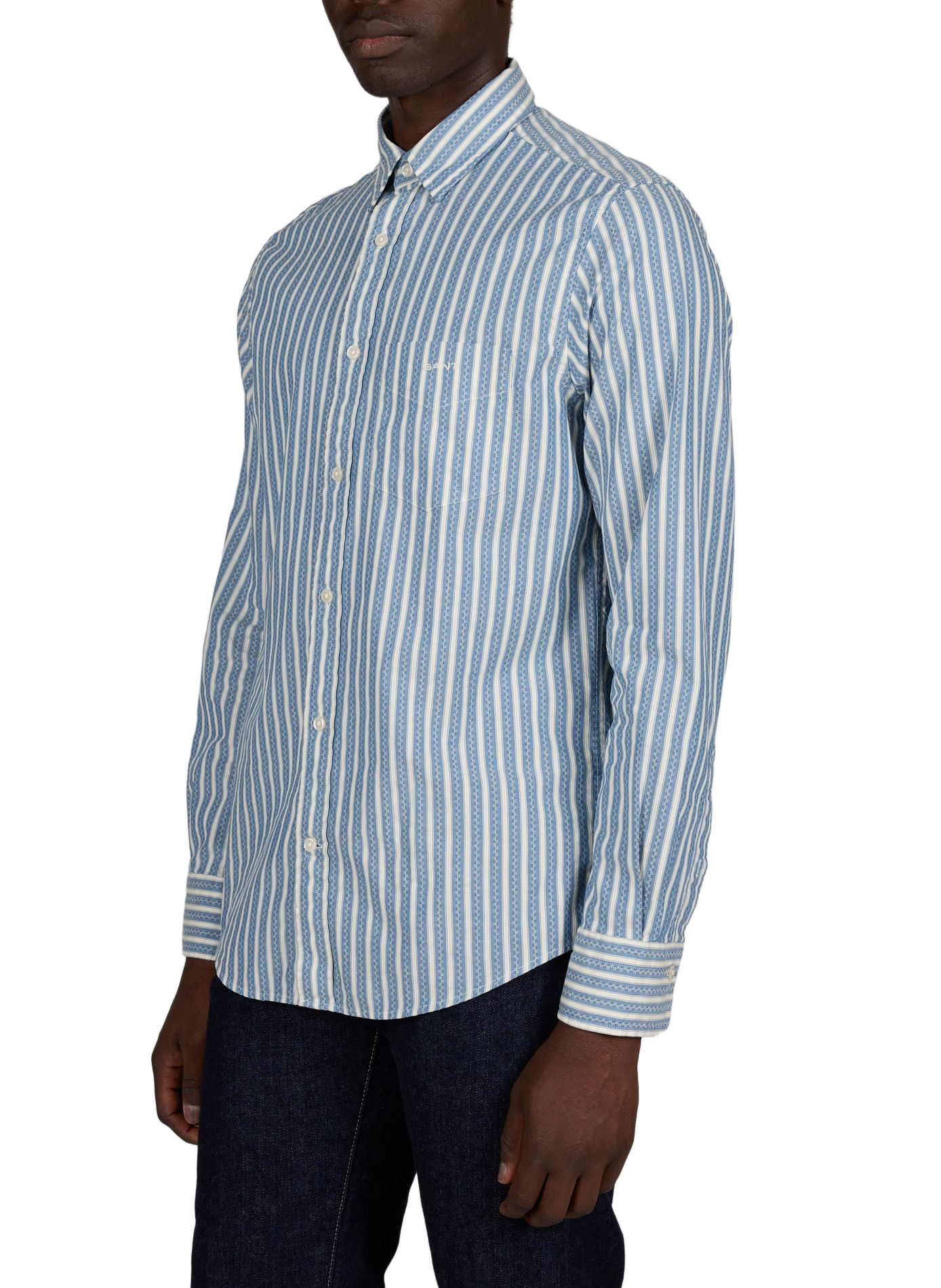 Chemise droite à motif en coton GANT Bleu