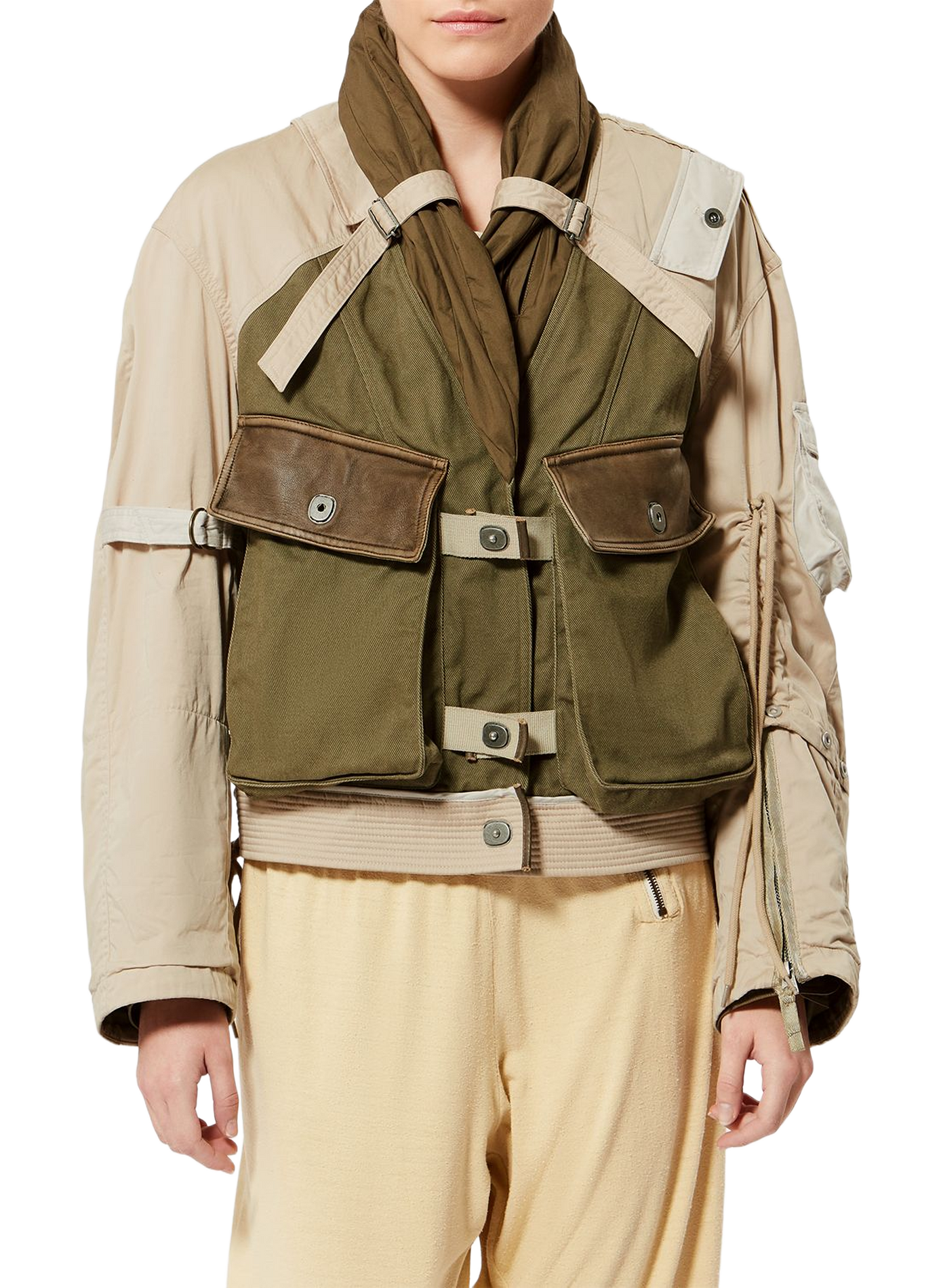 Asymmetric multi-material Julissa jacket ISABEL MARANT Khaki