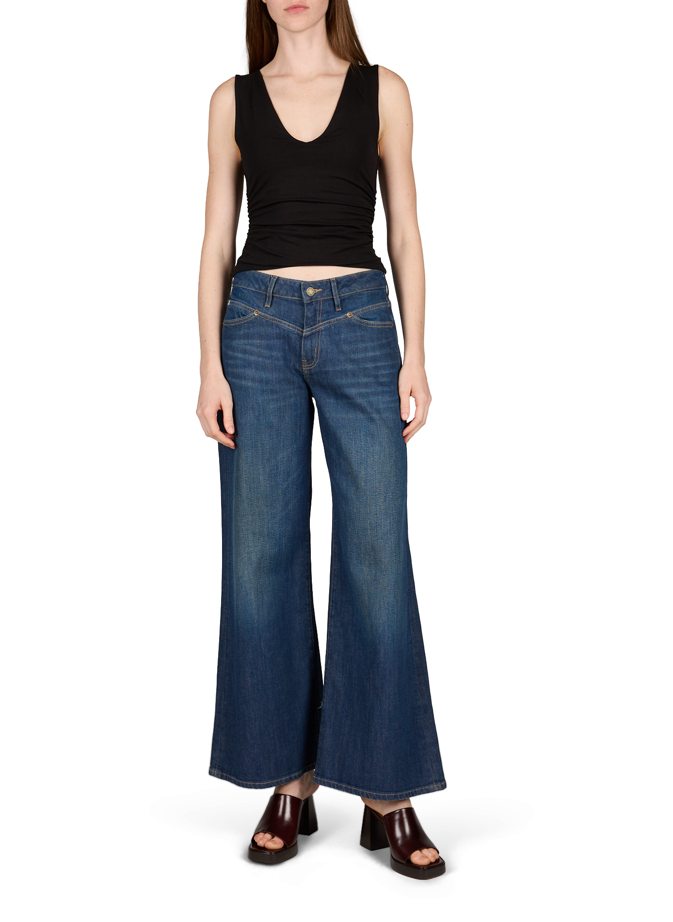 Wide cotton jeans GUESS Blue