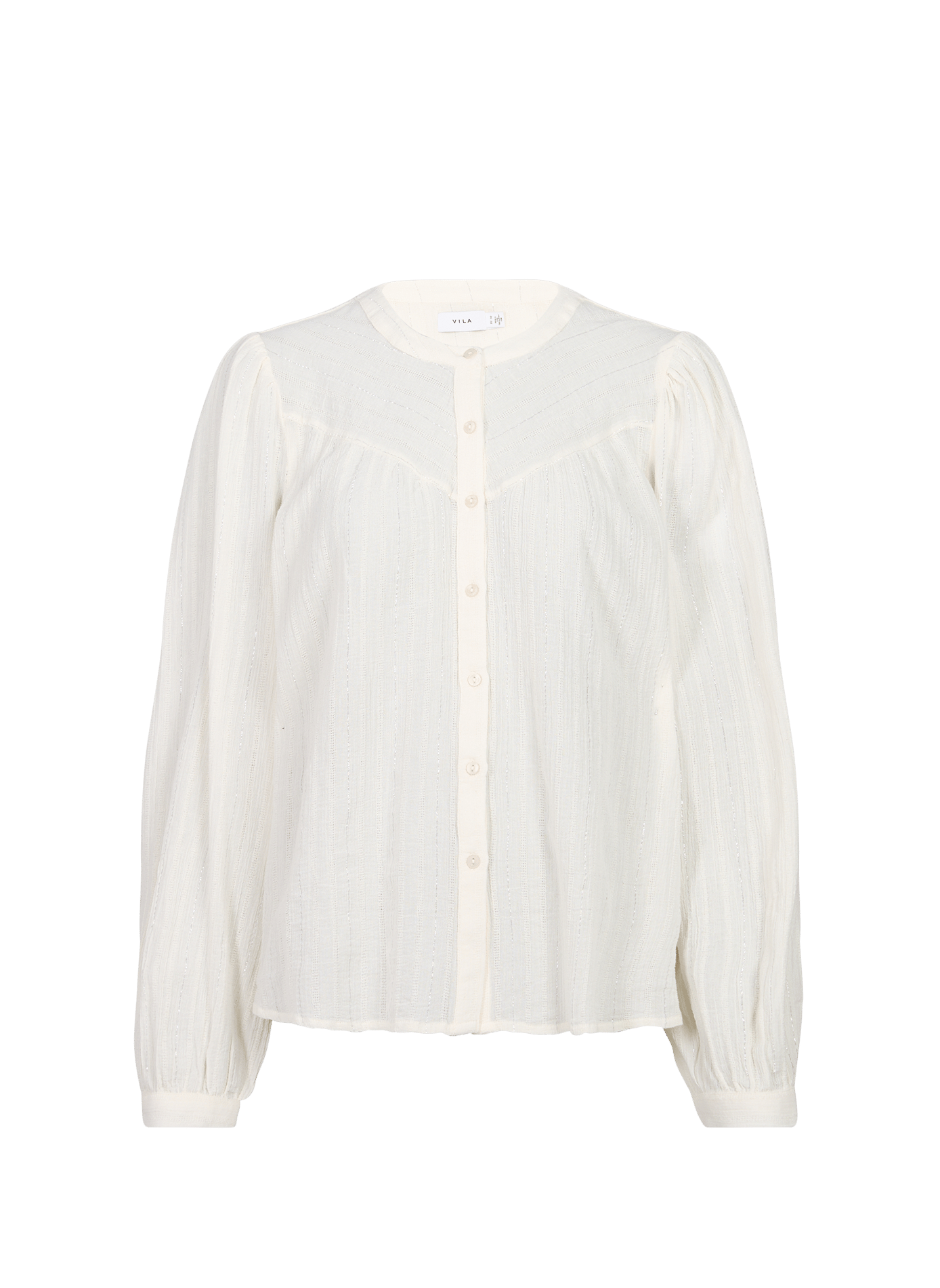 Top boutonné à rayures métallisées en coton mélangé VILA Beige