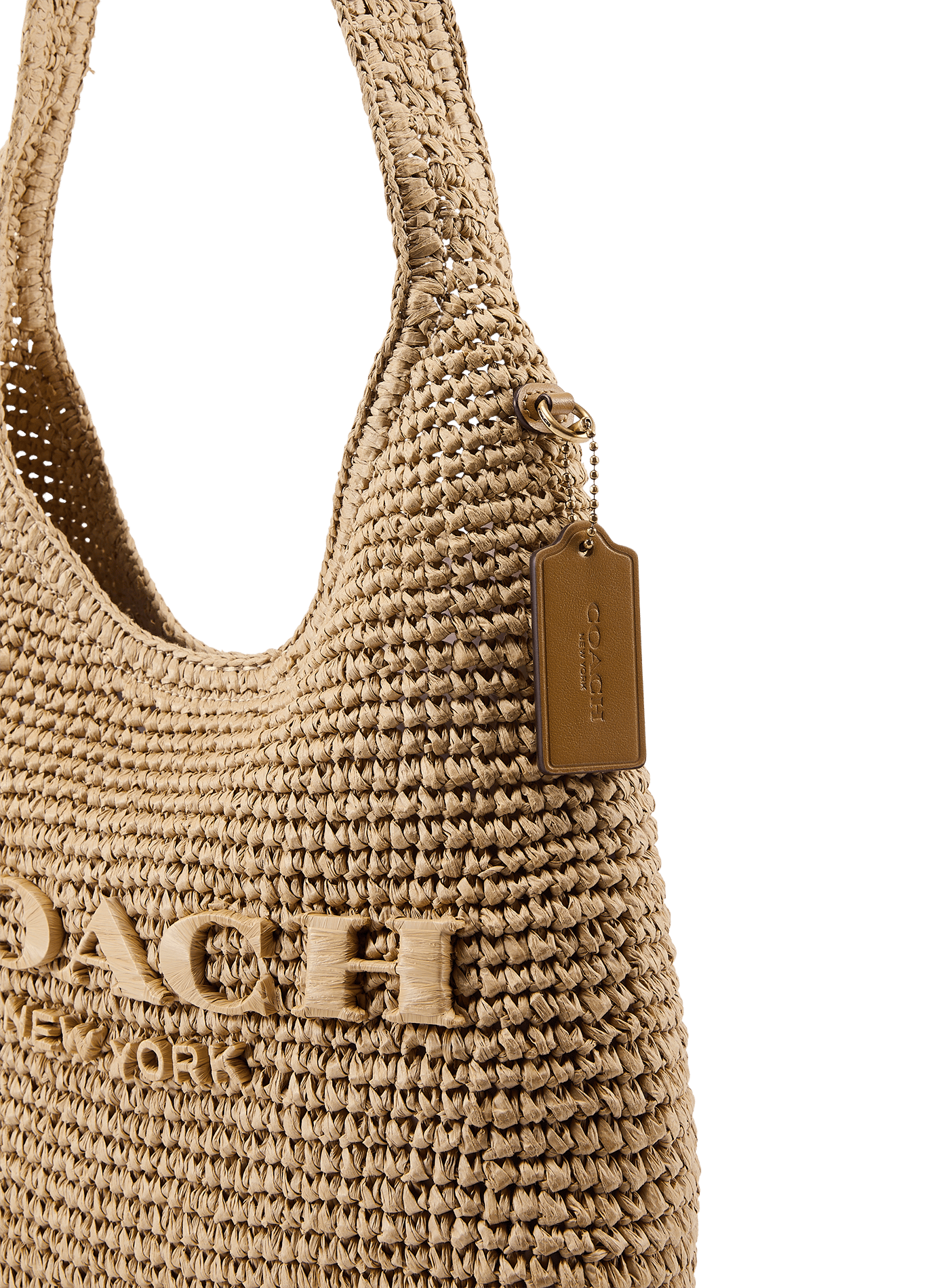 Sac épaule en paille COACH Beige