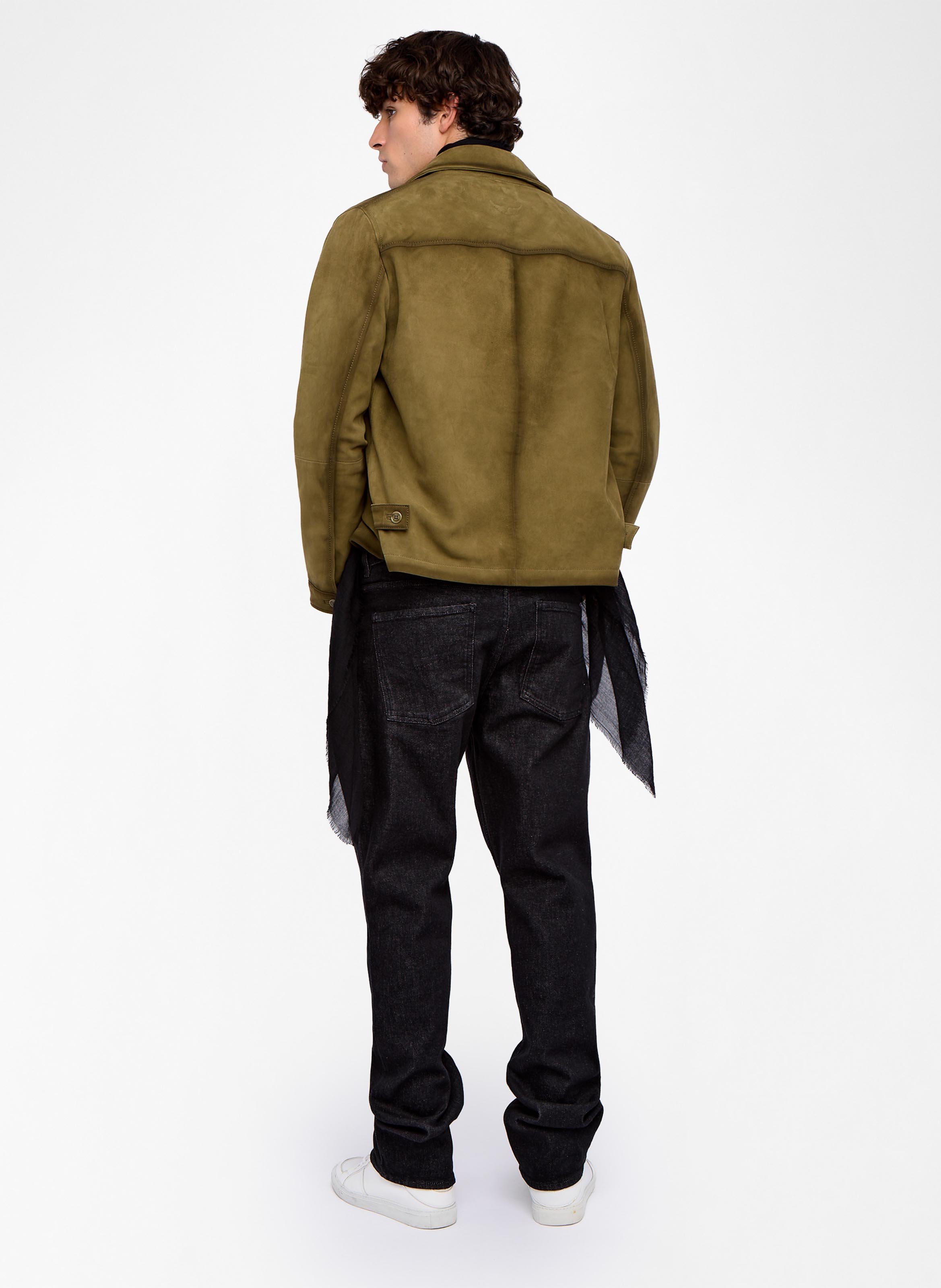 Veste droite col classique en cuir loumy ZADIG&VOLTAIRE Kaki