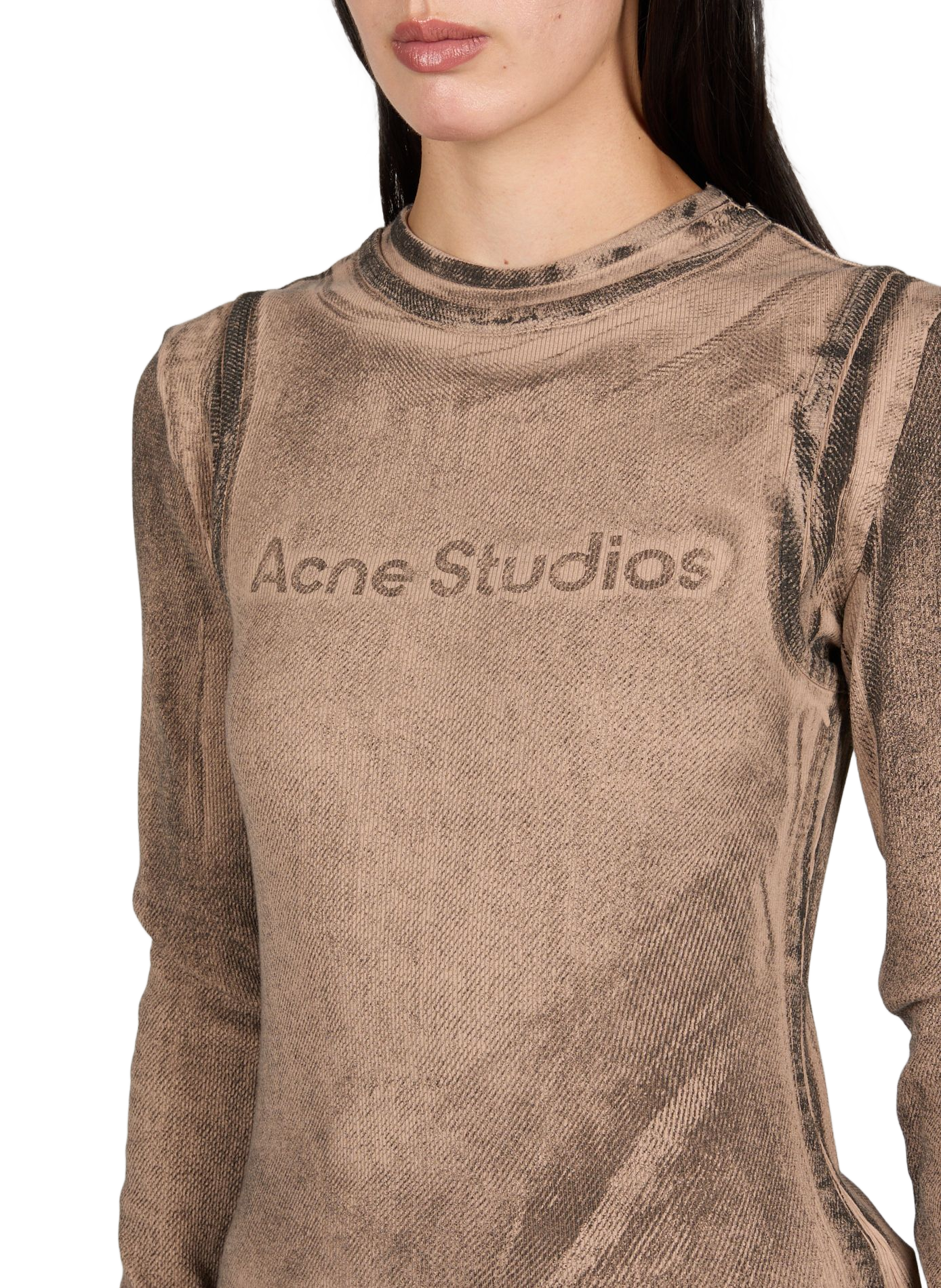 Maglietta a maniche lunghe sovrapposta in misto cotone ACNE STUDIOS Arancione