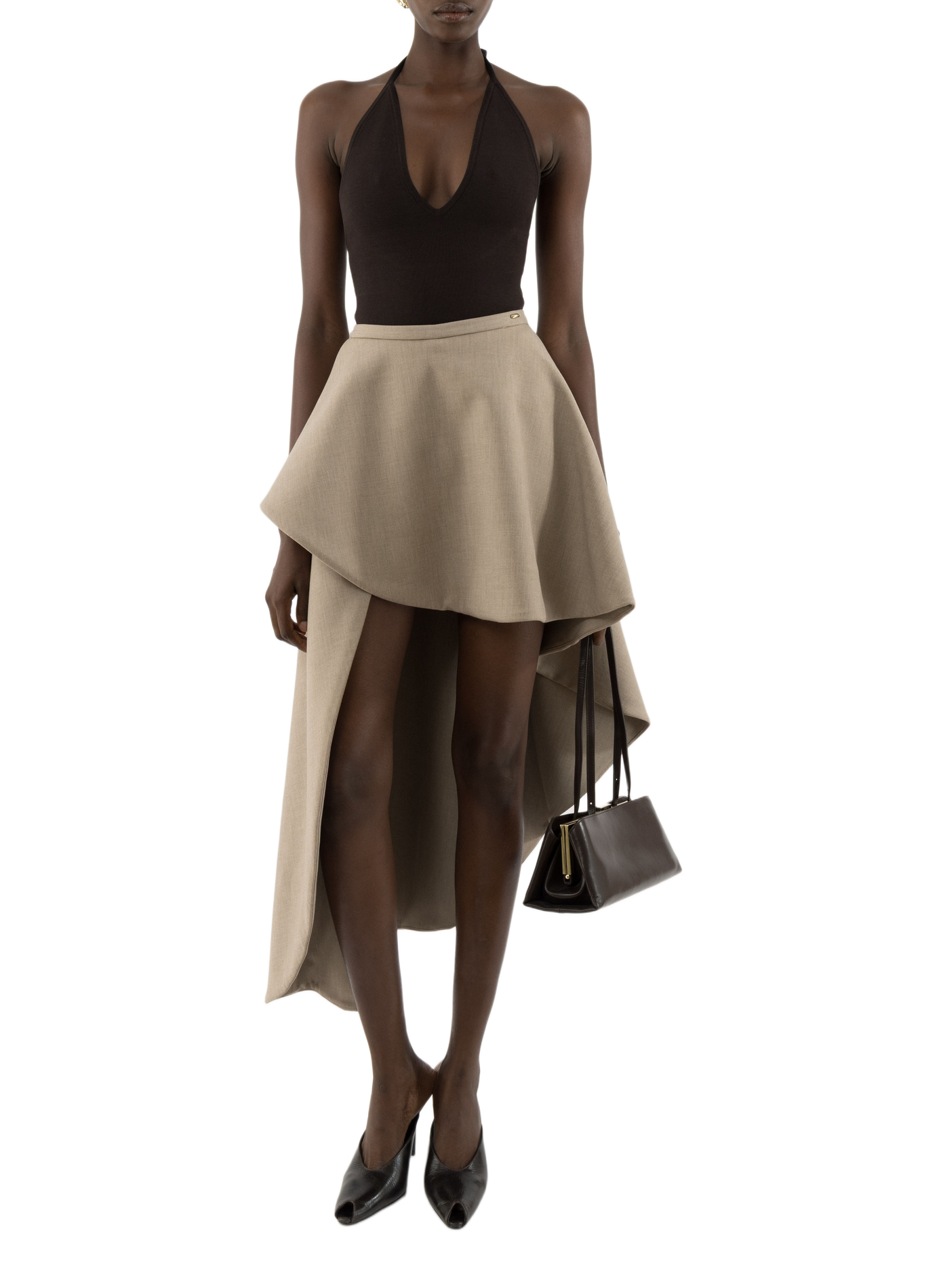 Asymmetrischer einfarbiger Rock ARAKII Beige