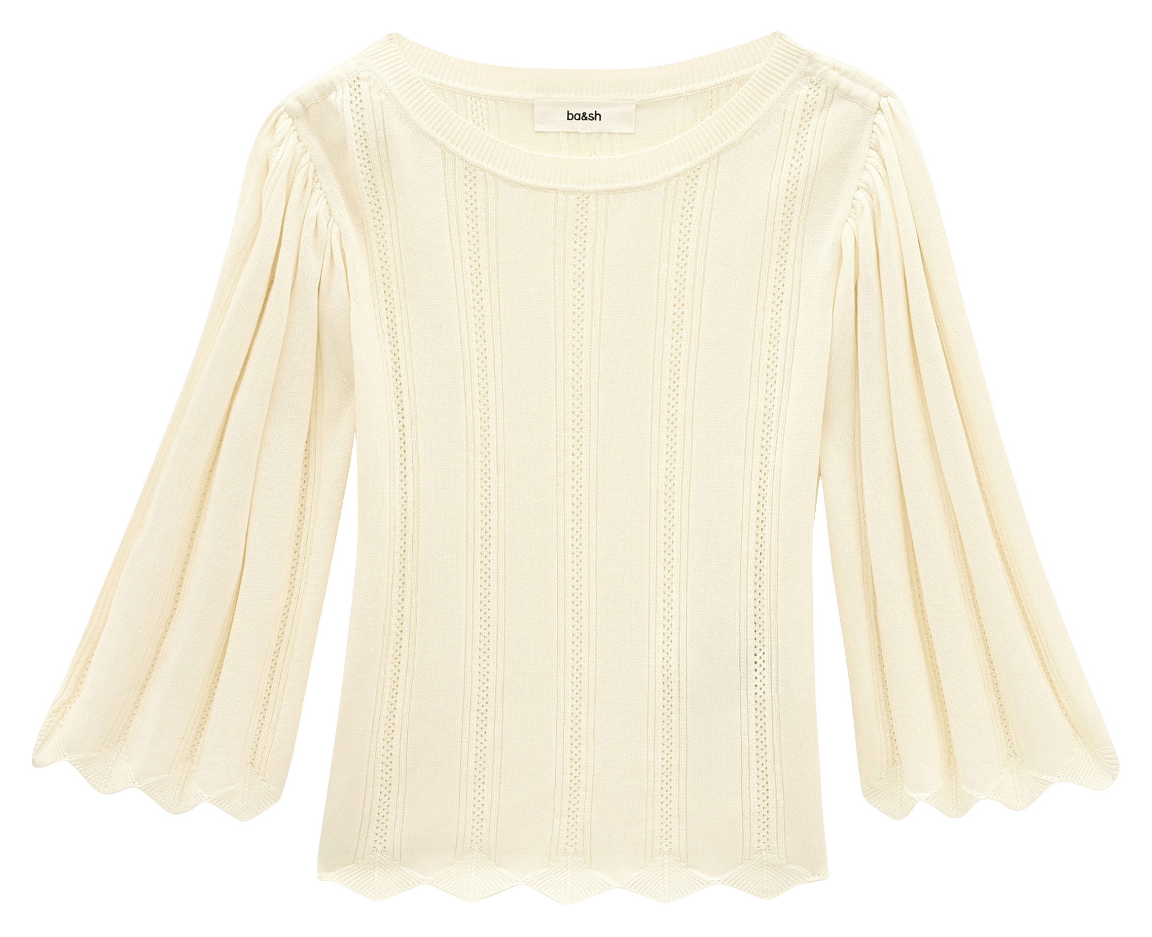 Top met 3/4-mouwen in ajourbreisel Soren BA&SH Beige