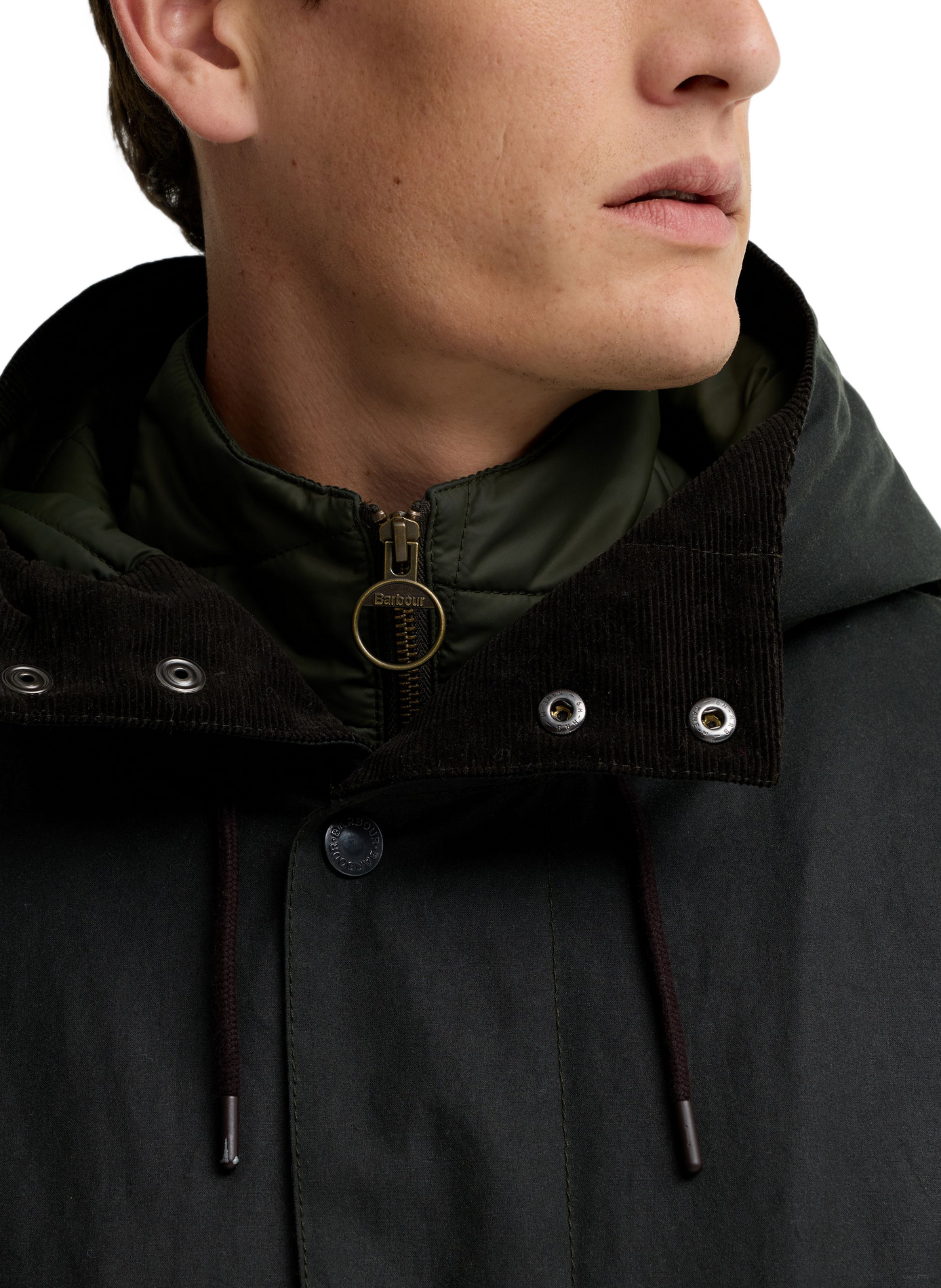 Parka col montant en coton BARBOUR Vert