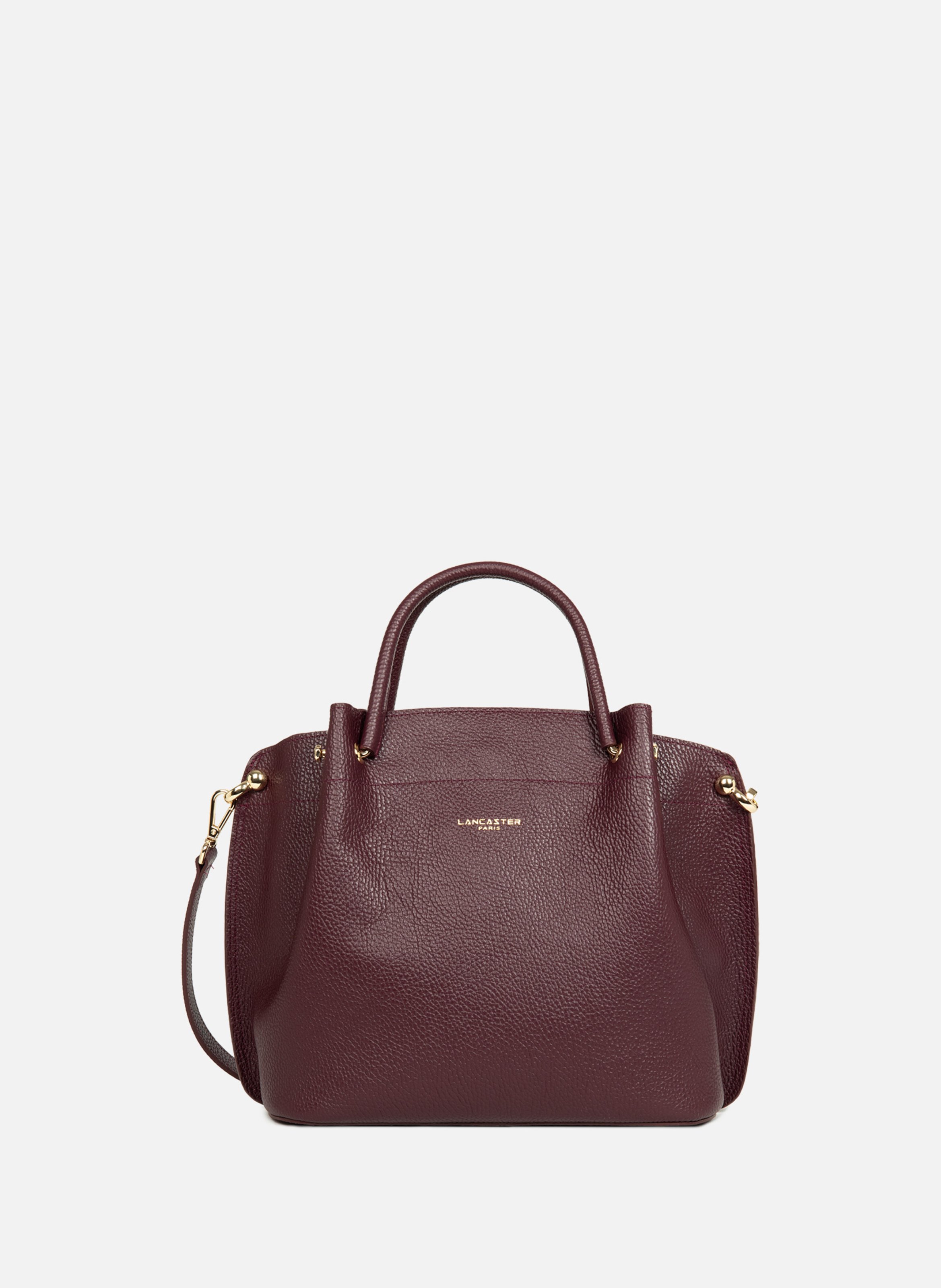 Grand sac à main - foulonné double louisa  Bordeaux foncé