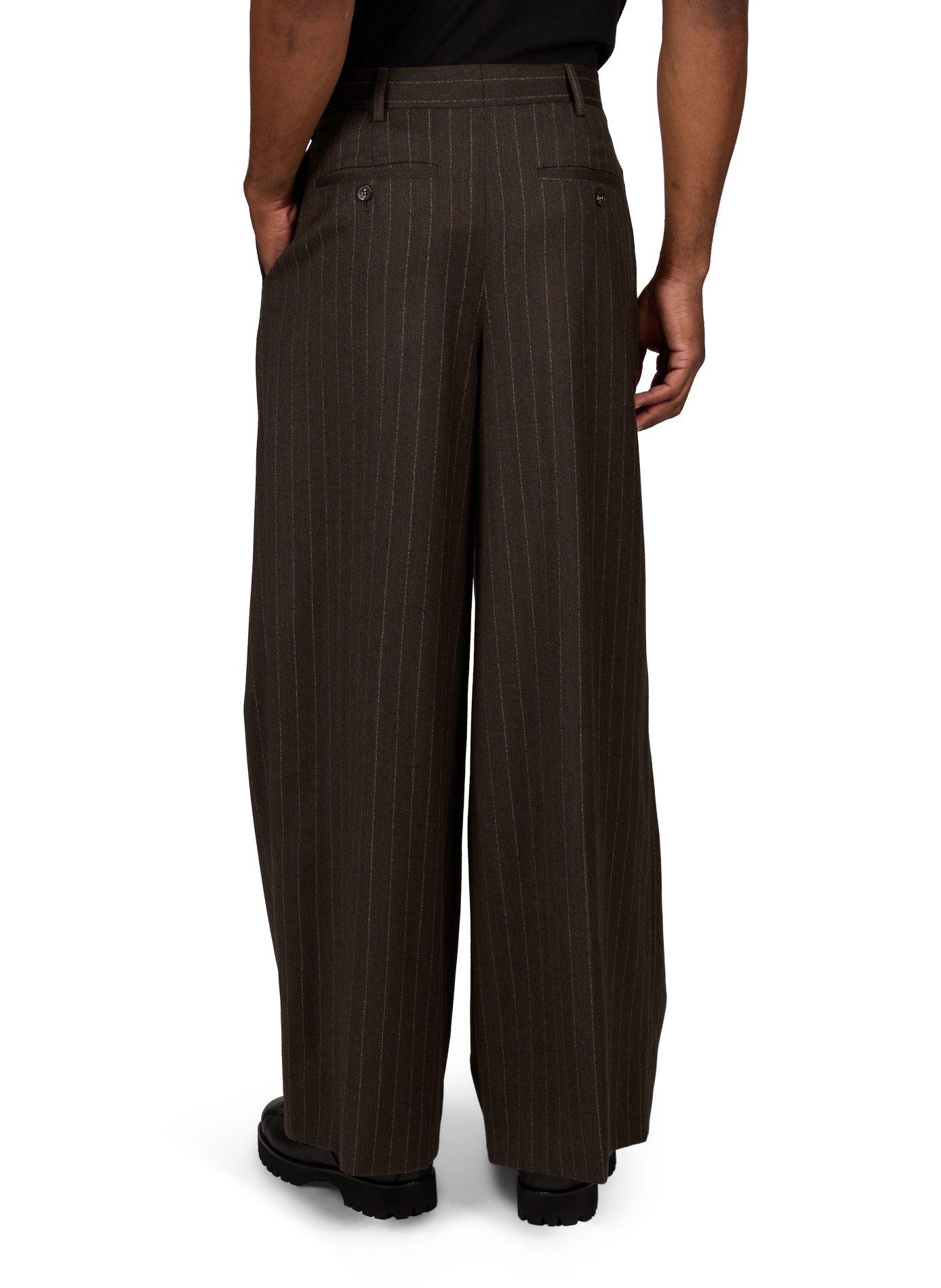 Gestreepte broek van gemengde wol. SIMONE ROCHA Bruin