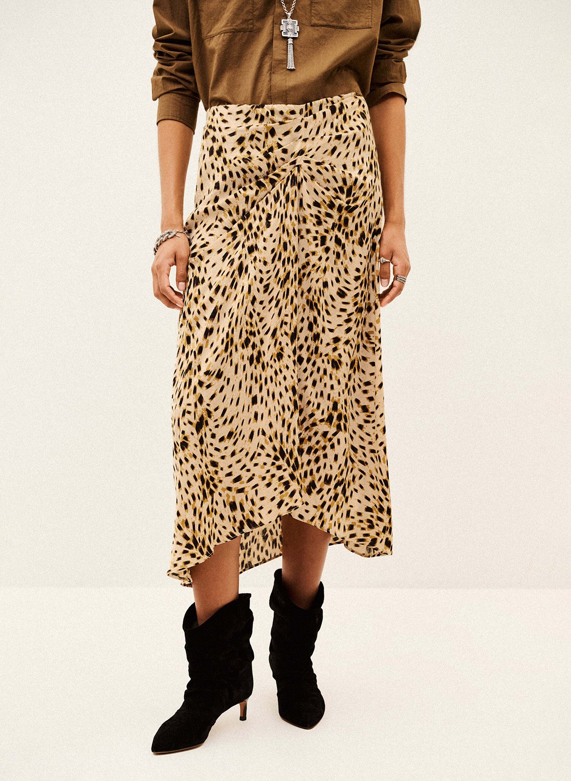 Jupe midi asymétrique à motifs hoema BA&SH Beige
